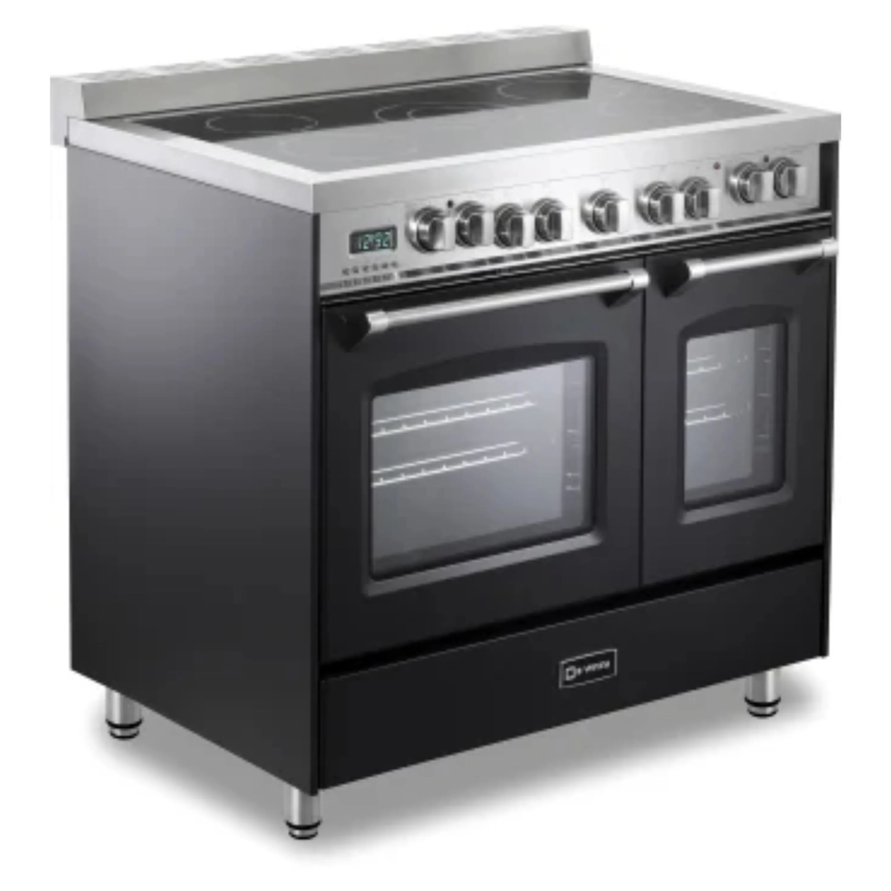 Verona 2-Piece Appliance Package - 36-Inch Electric Range with Double Oven and Wall Mount Range Hood in Black - Image 4