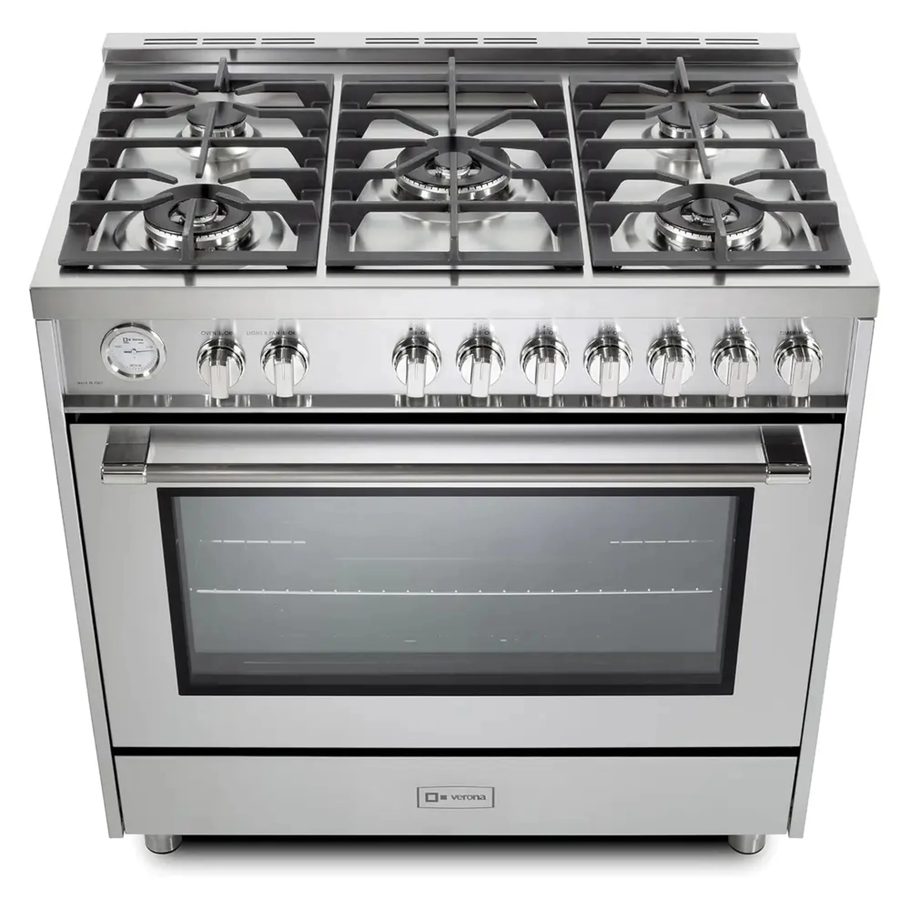Verona 2-Piece Appliance Package - 36-Inch Gas Range with 5 Sealed Burners and Under Cabinet Range Hood in Stainless Steel - Image 4