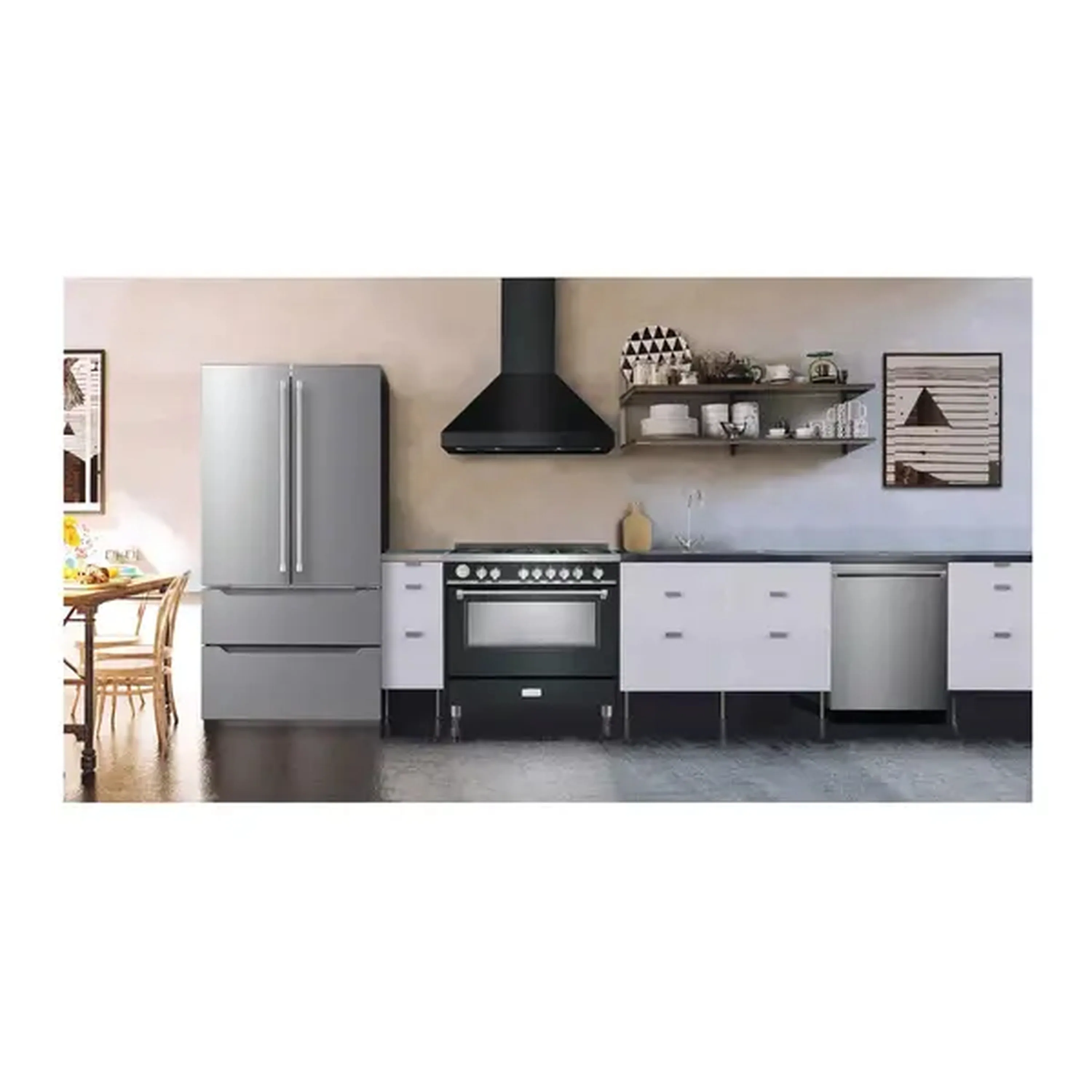 Verona 2-Piece Appliance Package - 36-Inch Gas Range with 5 Sealed Burners and Wall Mount Range Hood in Black - Image 12