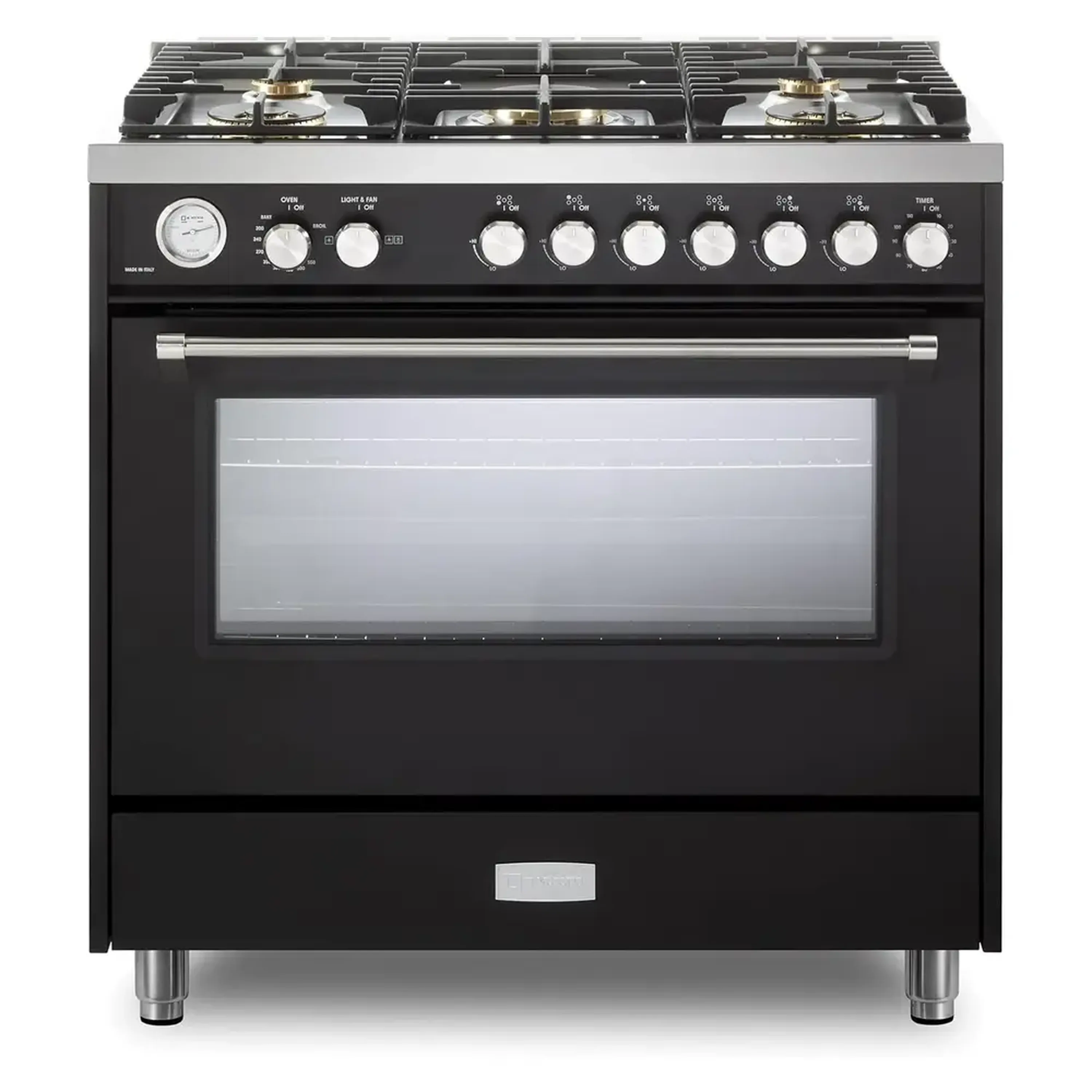 Verona 2-Piece Appliance Package - 36-Inch Gas Range with 5 Sealed Burners and Wall Mount Range Hood in Black - Image 2