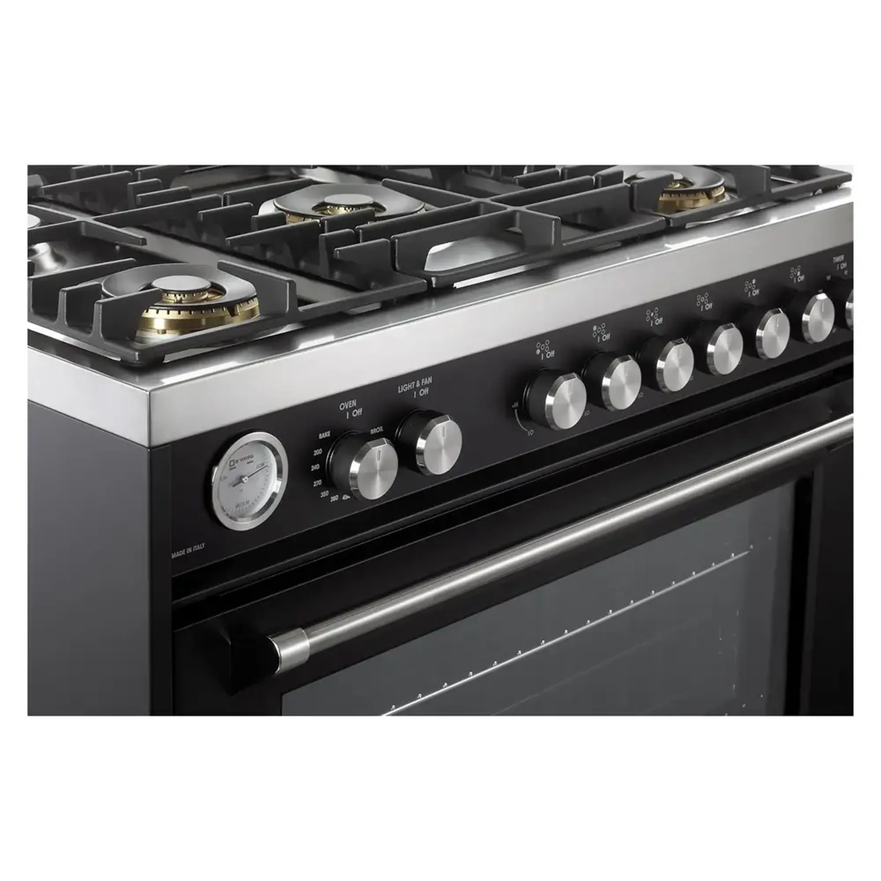 Verona 2-Piece Appliance Package - 36-Inch Gas Range with 5 Sealed Burners and Wall Mount Range Hood in Black - Image 9