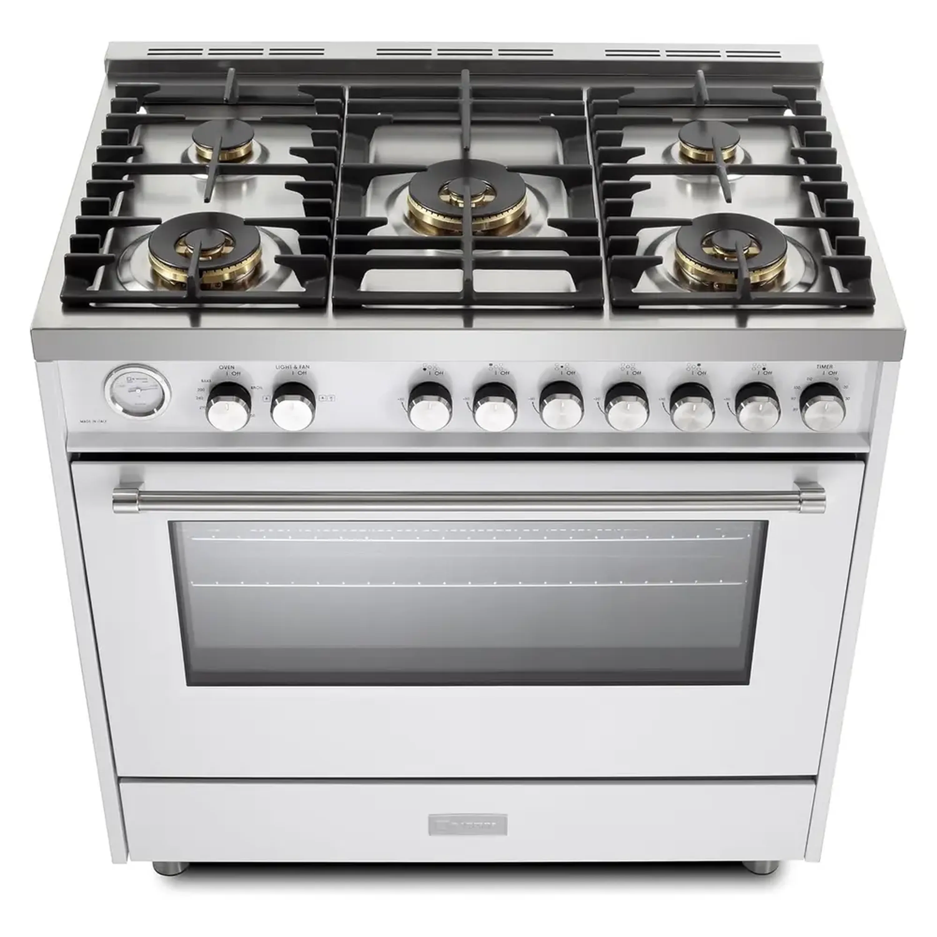 Verona 2-Piece Appliance Package - 36-Inch Gas Range with 5 Sealed Burners and Wall Mount Range Hood in White - Image 3