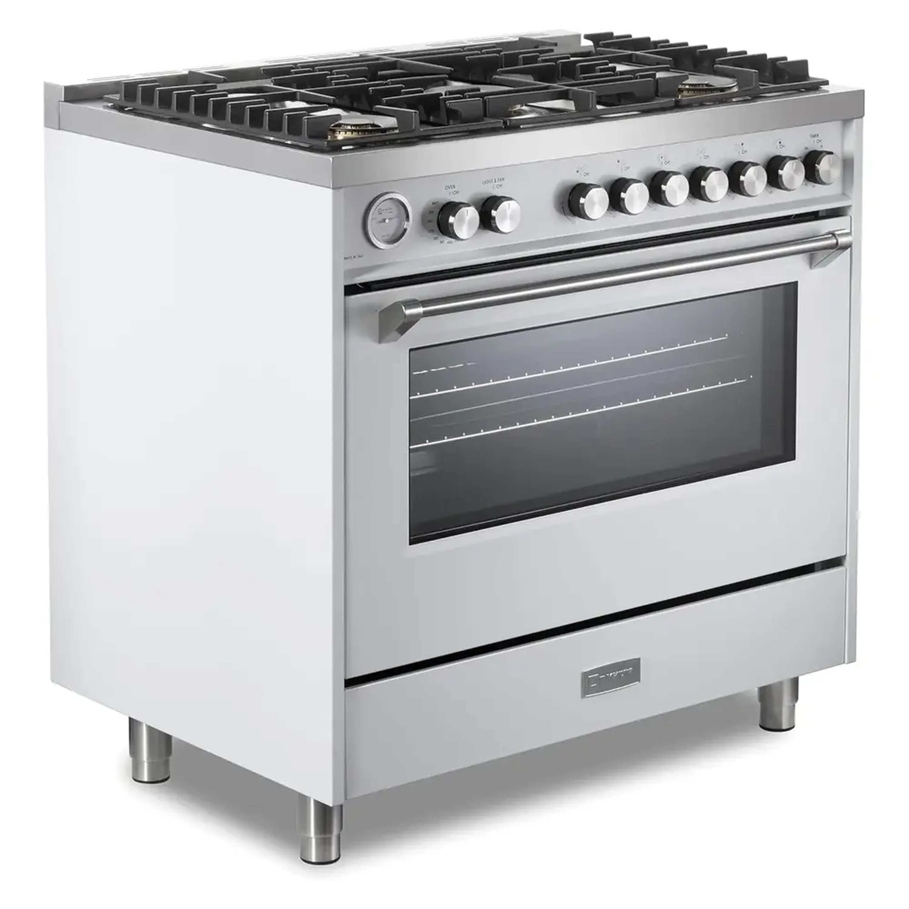 Verona 2-Piece Appliance Package - 36-Inch Gas Range with 5 Sealed Burners and Wall Mount Range Hood in White - Image 4