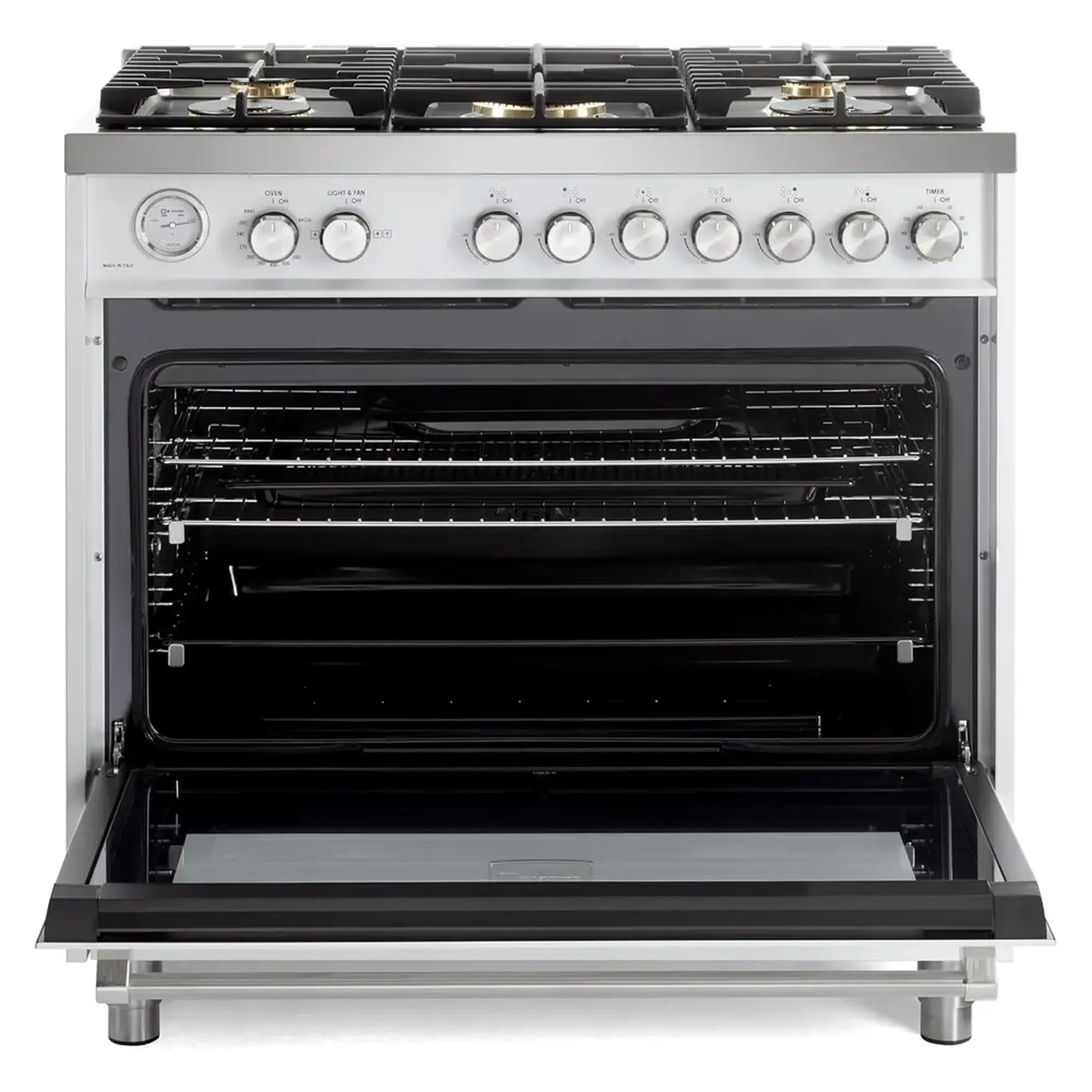 Verona 2-Piece Appliance Package - 36-Inch Gas Range with 5 Sealed Burners and Wall Mount Range Hood in White - Image 7
