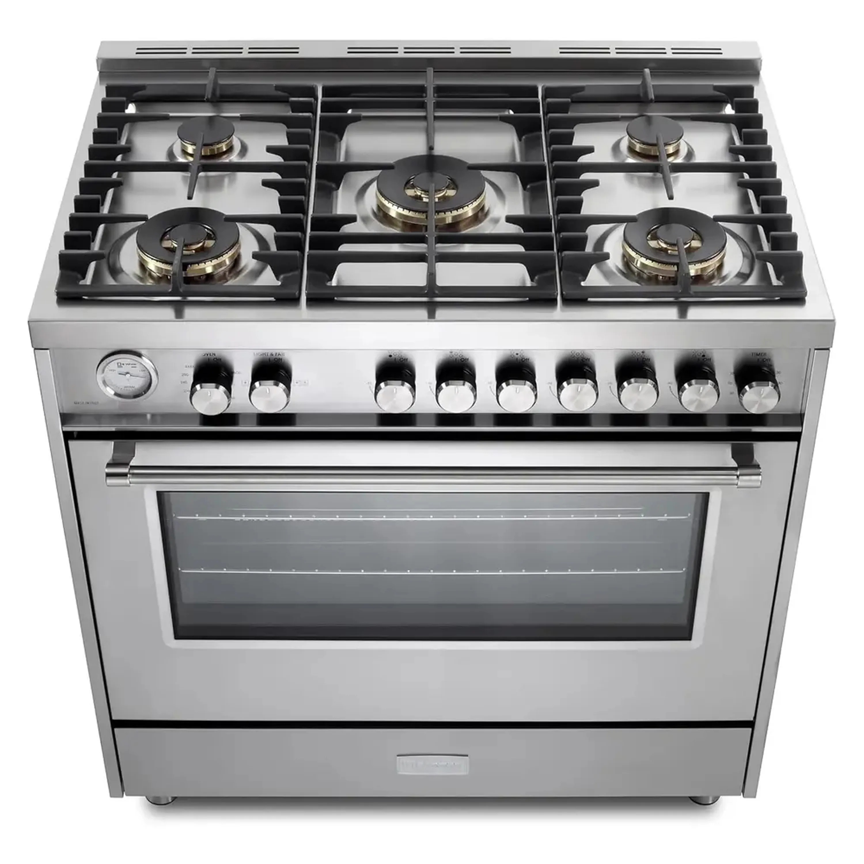 Verona 2-Piece Appliance Package - 36-Inch Gas Range with 5 Sealed Burners and Wall Mount Range Hood in Stainless Steel - Image 3