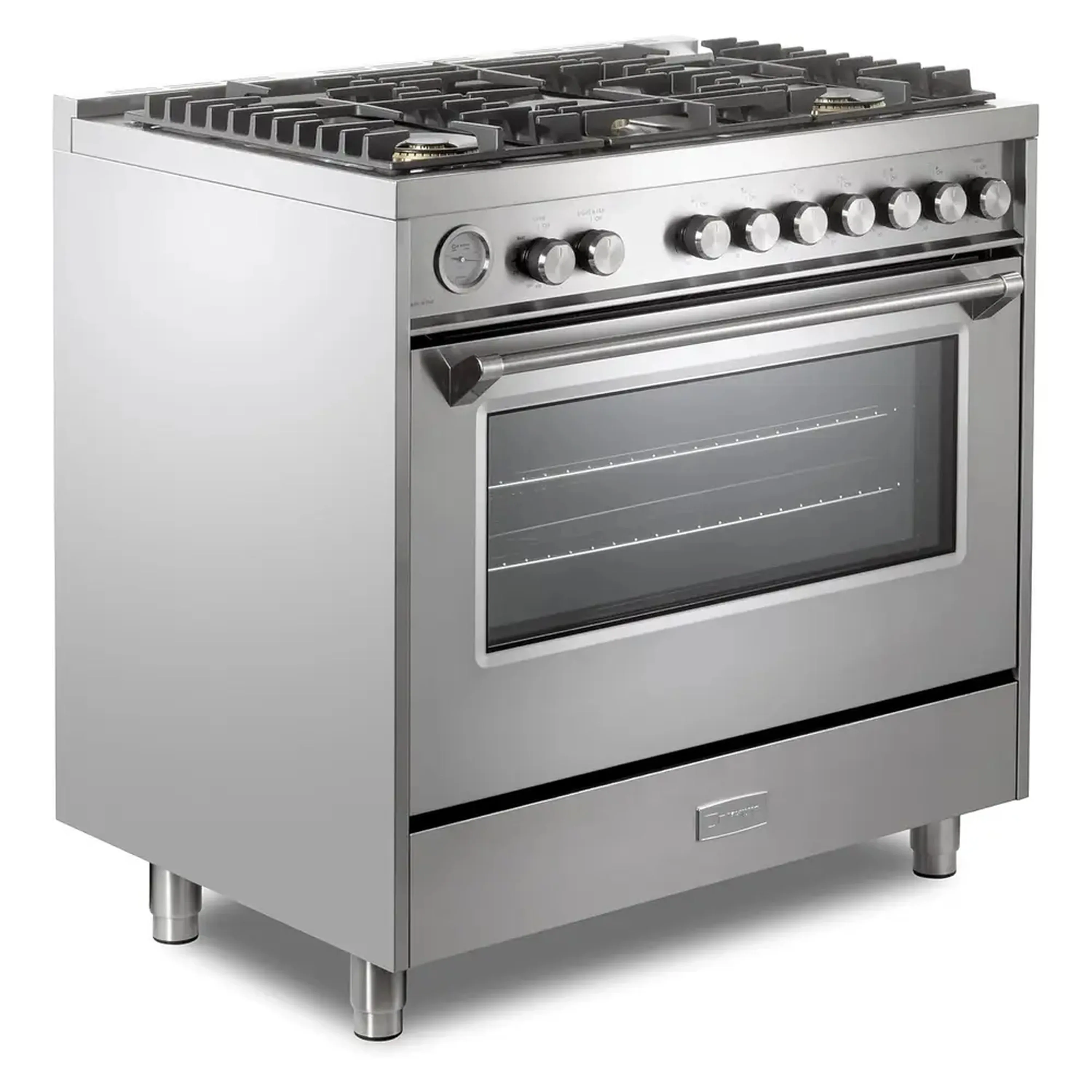 Verona 2-Piece Appliance Package - 36-Inch Gas Range with 5 Sealed Burners and Wall Mount Range Hood in Stainless Steel - Image 5
