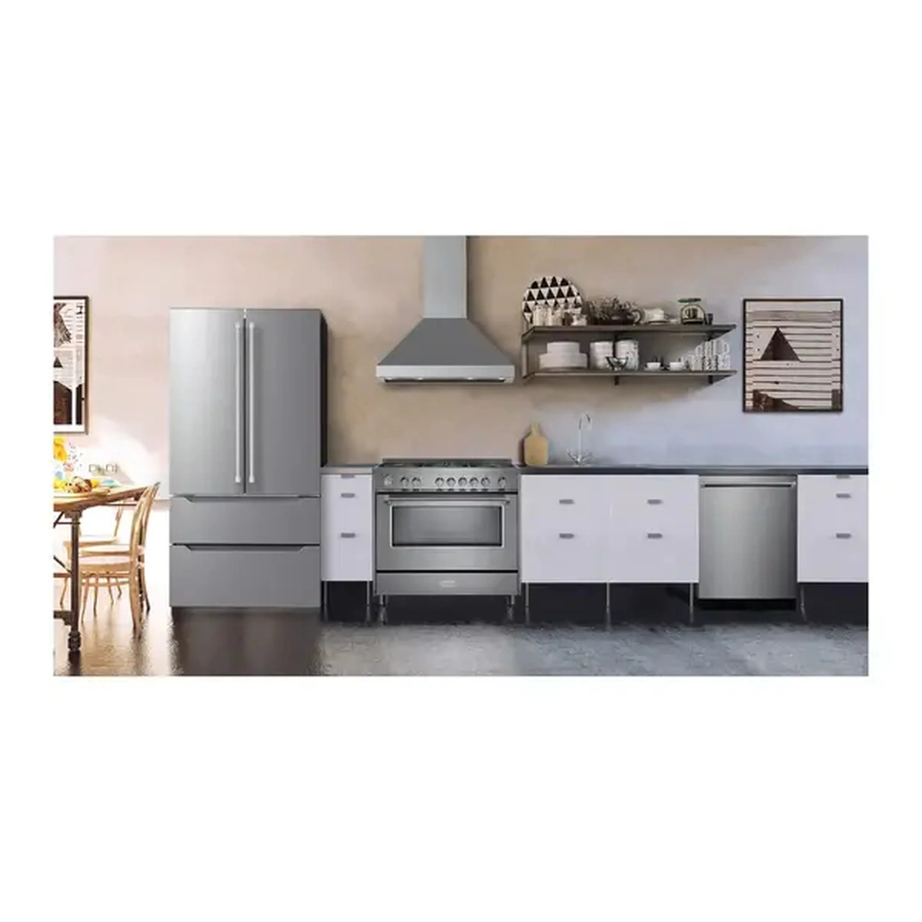 Verona 2-Piece Appliance Package - 36-Inch Gas Range with 5 Sealed Burners and Wall Mount Range Hood in Stainless Steel - Image 10