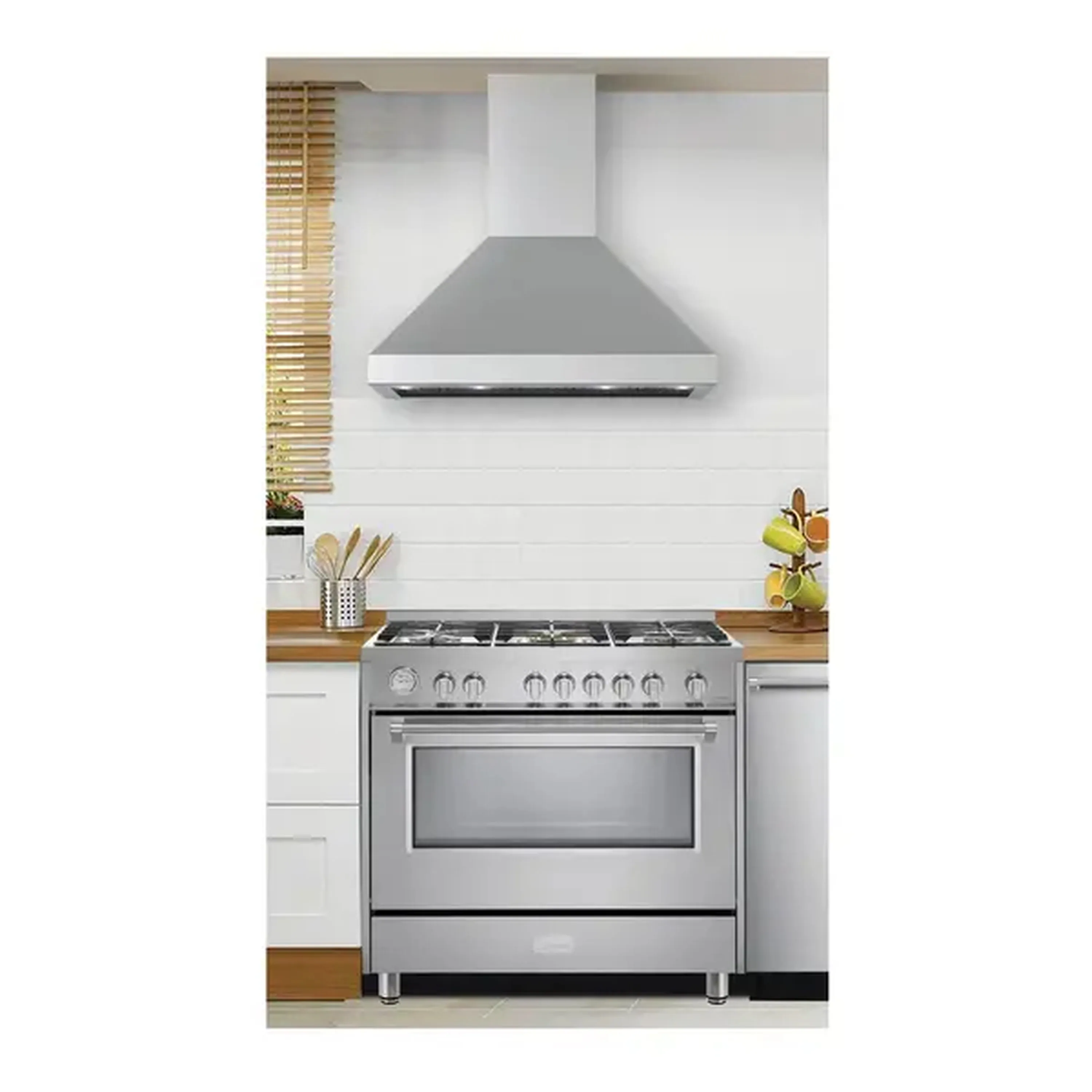 Verona 2-Piece Appliance Package - 36-Inch Gas Range with 5 Sealed Burners and Wall Mount Range Hood in Stainless Steel - Image 11