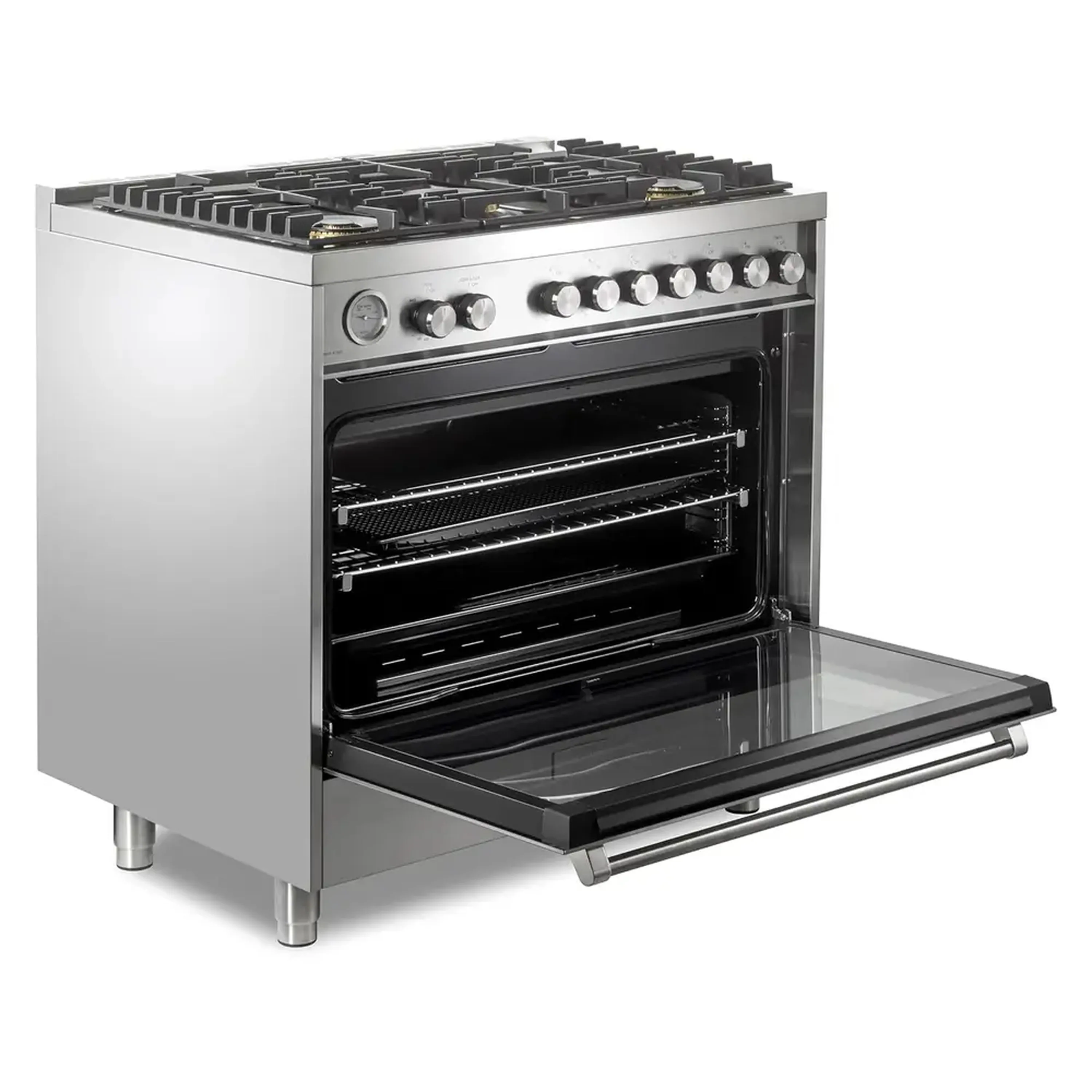 Verona 2-Piece Appliance Package - 36-Inch Gas Range with 5 Sealed Burners and Wall Mount Range Hood in Stainless Steel - Image 6