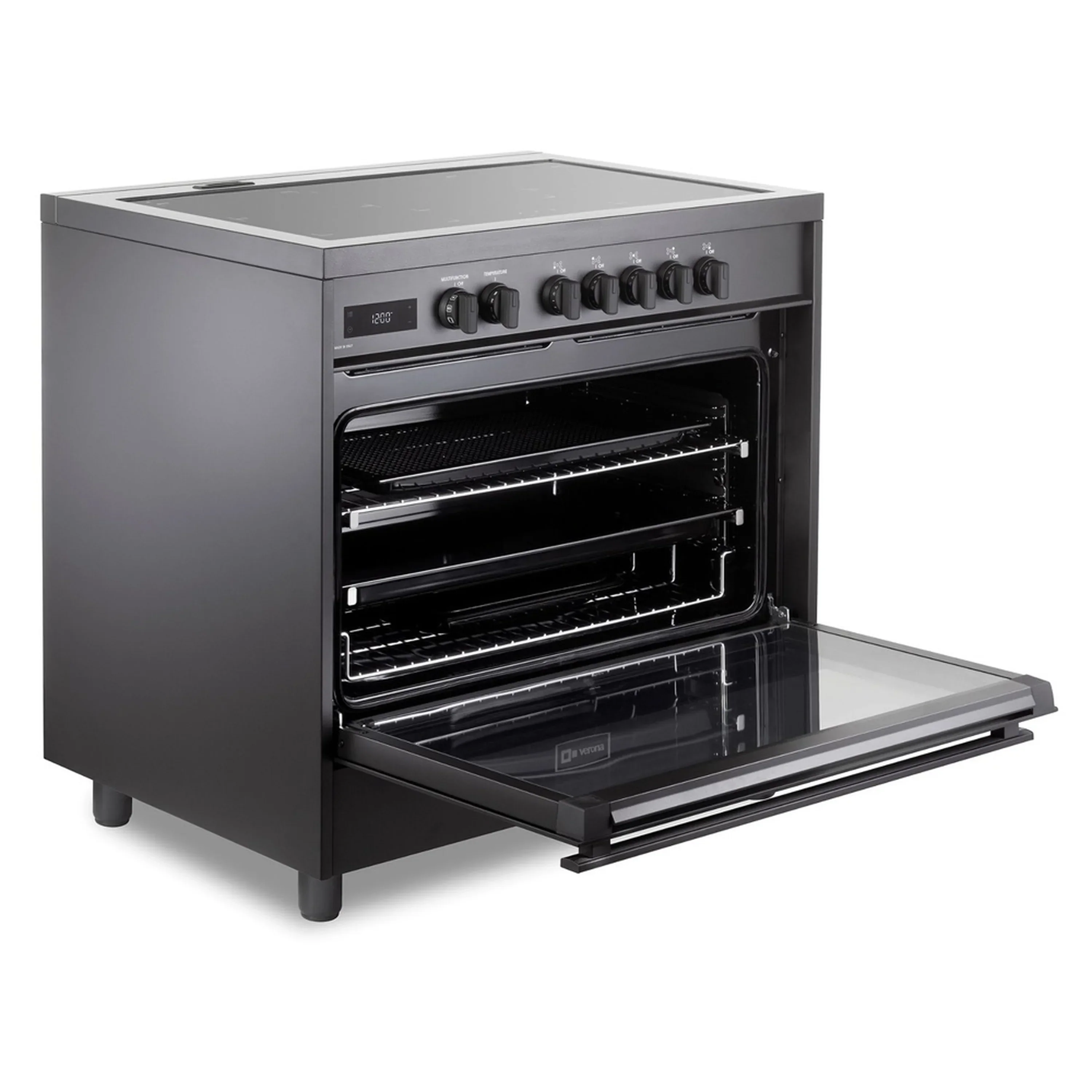 Verona 2-Piece Appliance Package - 36-Inch Induction Range with 5 Element Burners and Wall Mount Range Hood in Black - Image 4