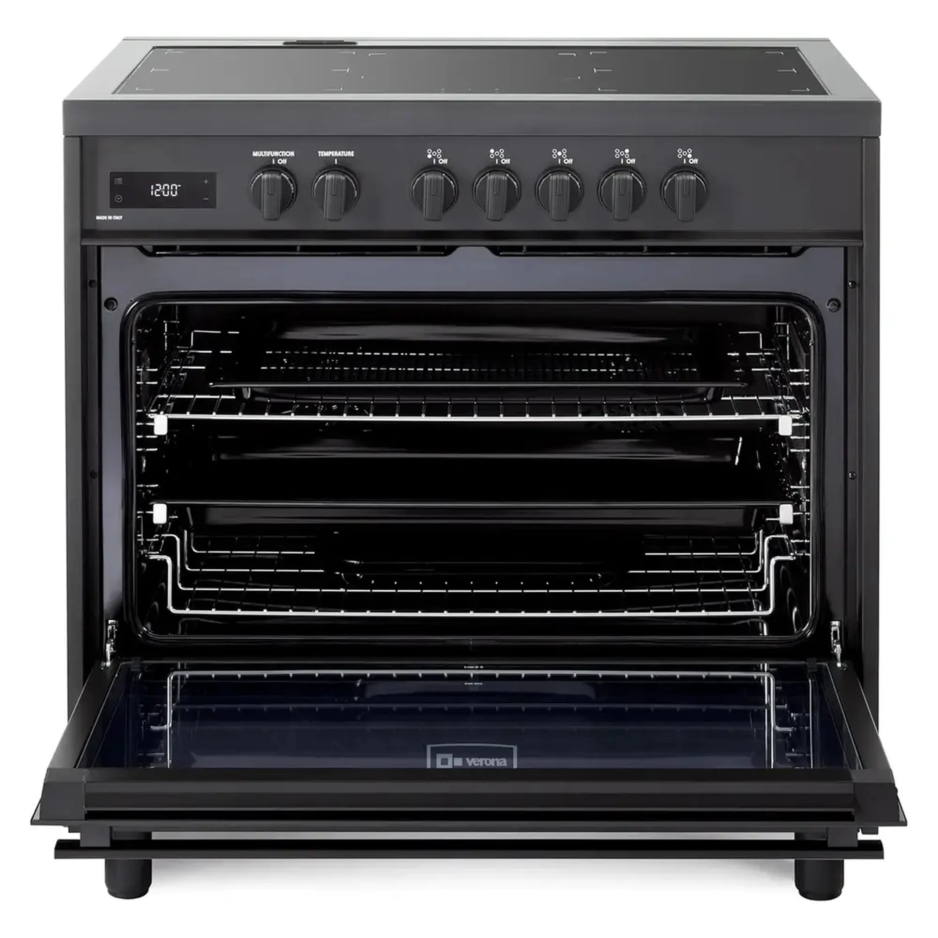 Verona 2-Piece Appliance Package - 36-Inch Induction Range with 5 Element Burners and Wall Mount Range Hood in Black - Image 8