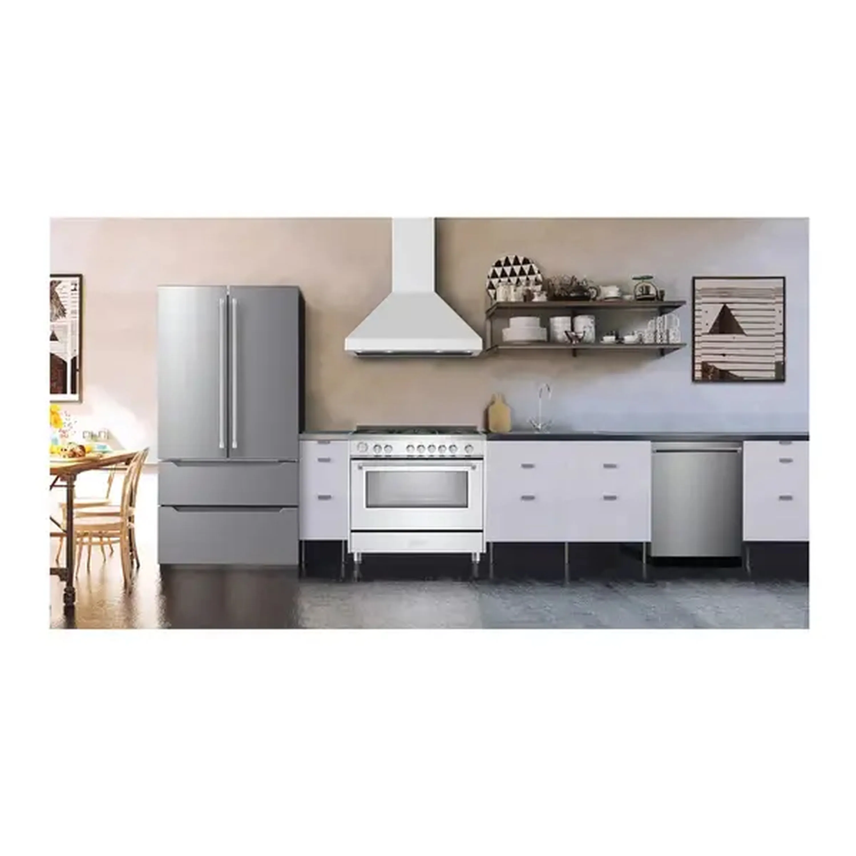 Verona 36-Inch Designer Chimney Wall Range Hood with 600 CFM, 4 Fan Speeds in White (VECHW36GW) - Image 2