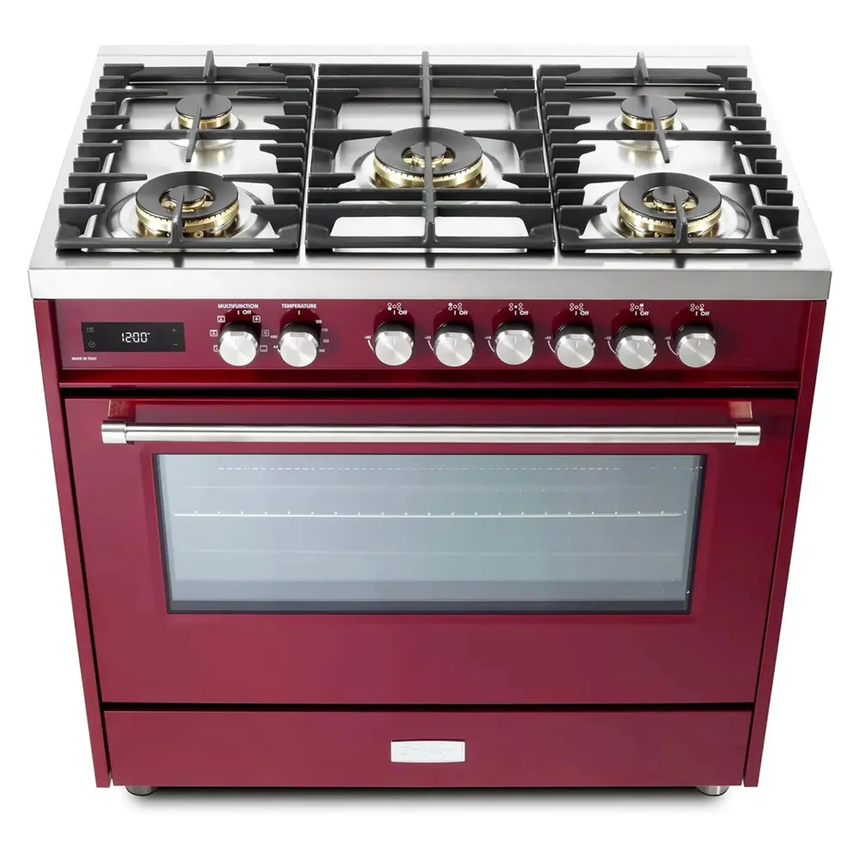 Verona Ultima 36-Inch Dual Fuel Range with 5 Sealed Burners in Burgundy (VUFSGE365BU) - Image 2
