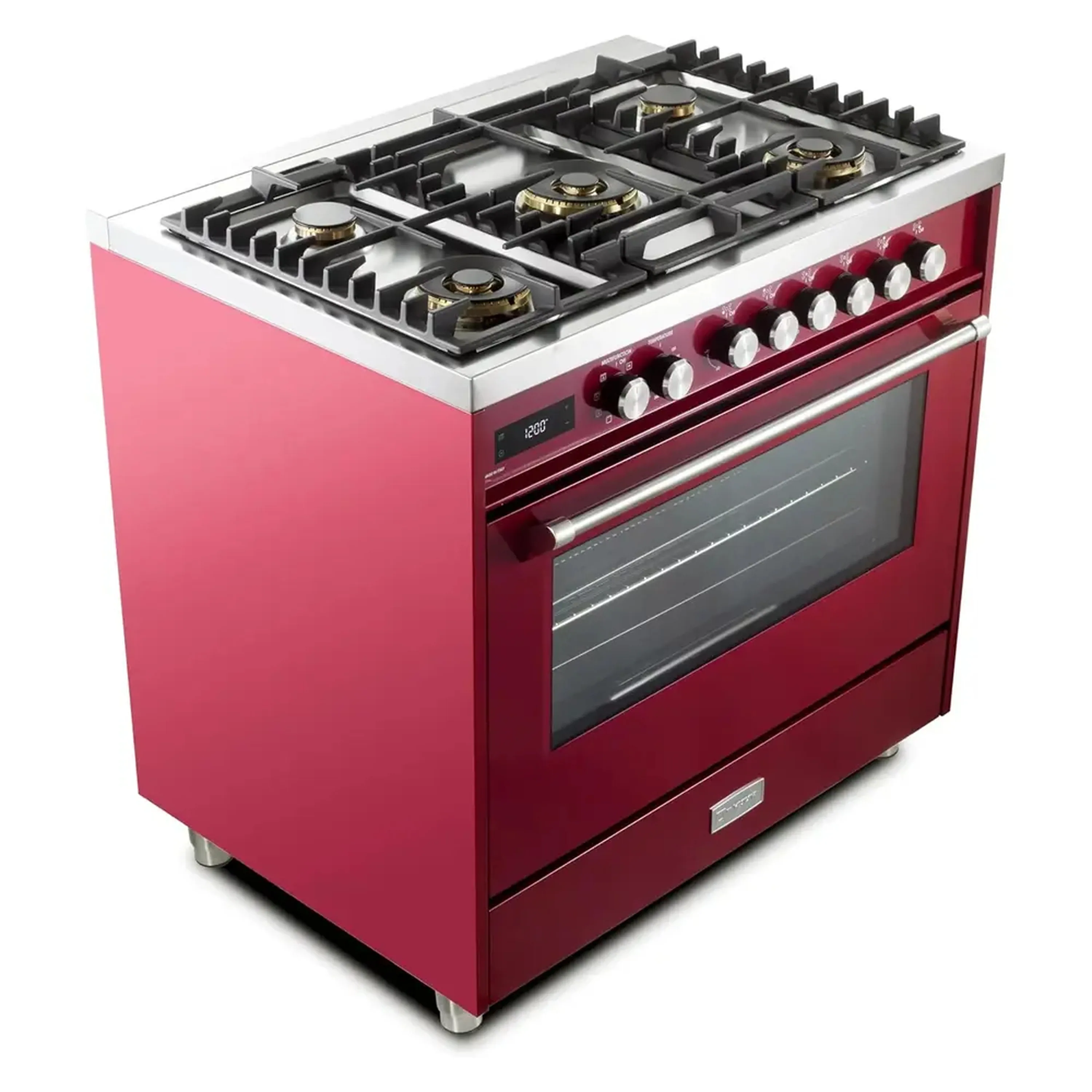 Verona Ultima 36-Inch Dual Fuel Range with 5 Sealed Burners in Burgundy (VUFSGE365BU) - Image 3