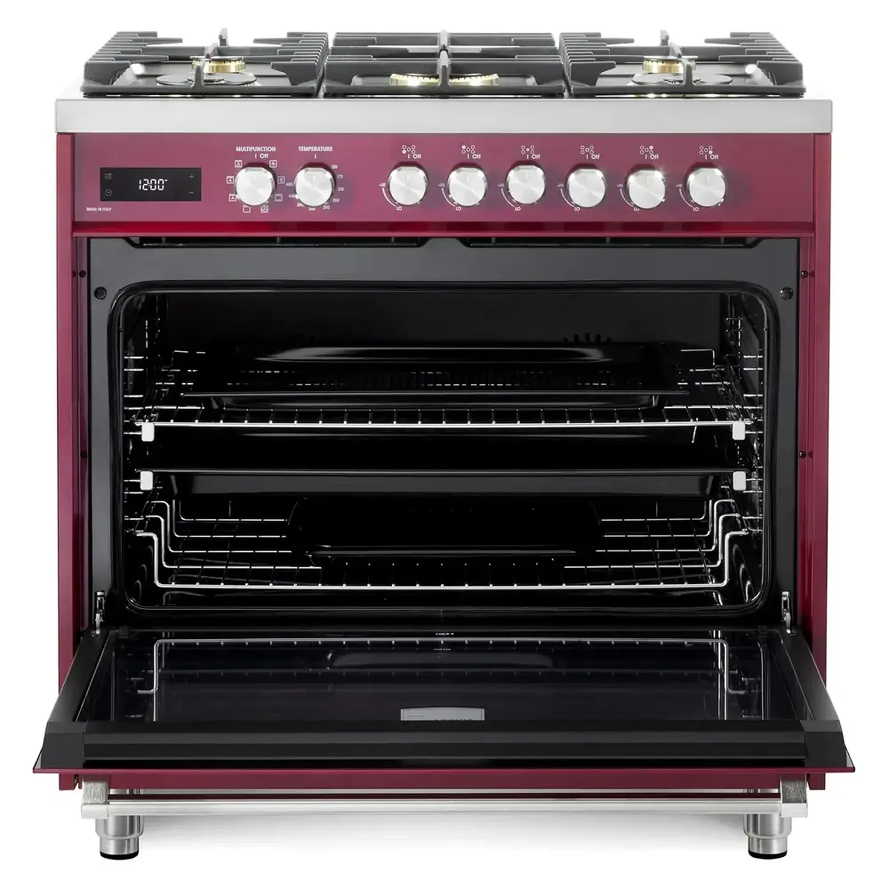 Verona Ultima 36-Inch Dual Fuel Range with 5 Sealed Burners in Burgundy (VUFSGE365BU) - Image 4