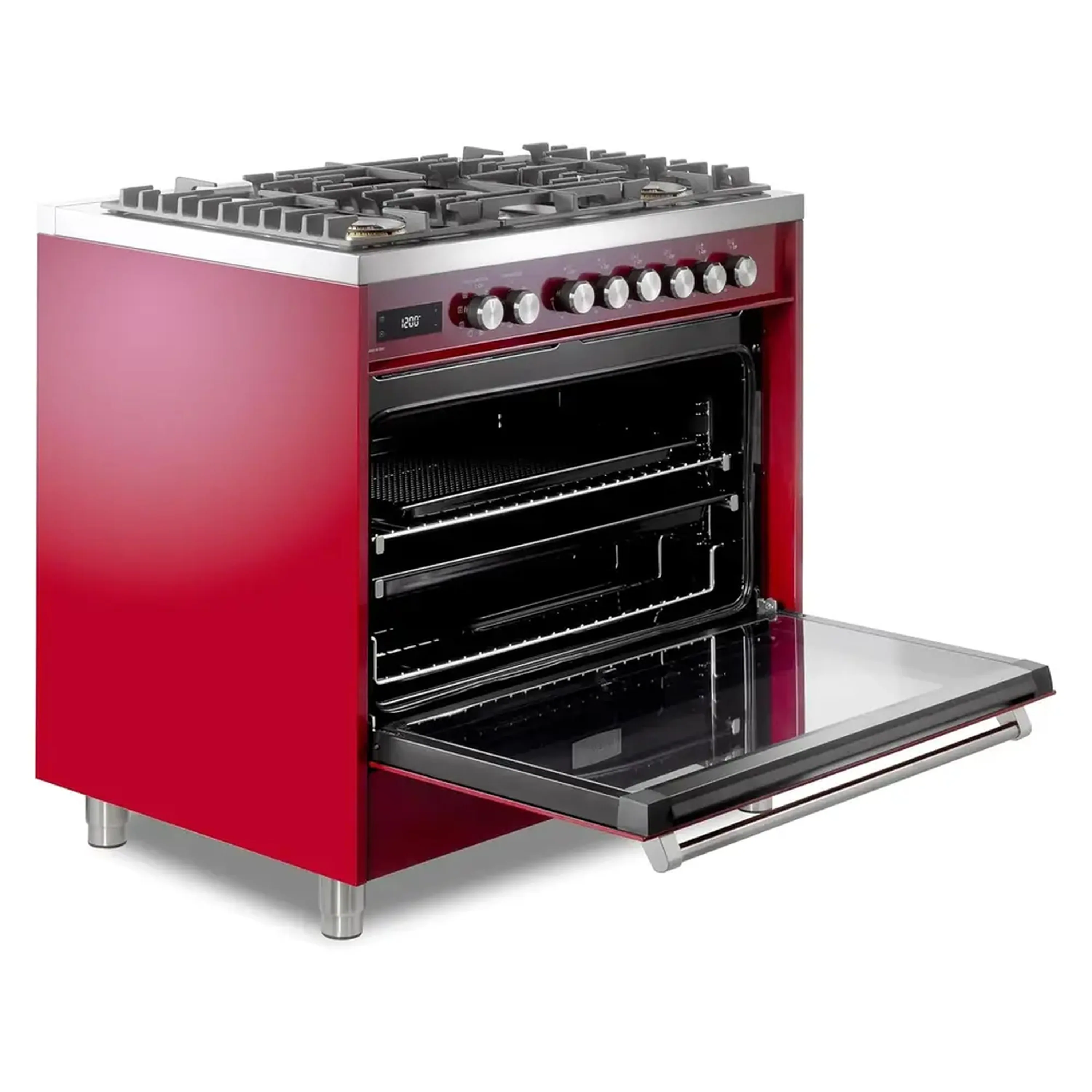 Verona Ultima 36-Inch Dual Fuel Range with 5 Sealed Burners in Burgundy (VUFSGE365BU) - Image 5