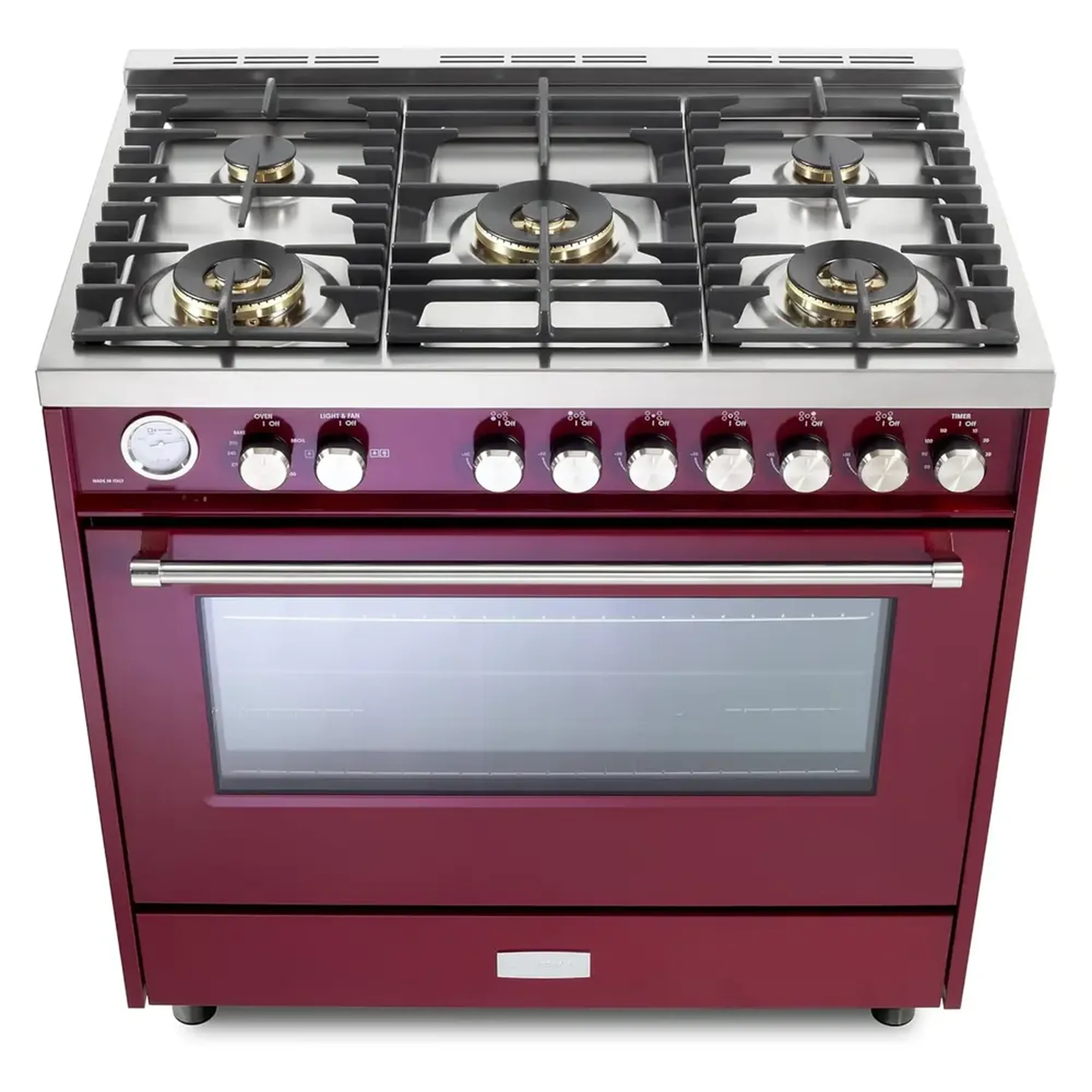 Verona Ultima 36-Inch Gas Range with 5 Sealed Burners in Burgundy (VUFSGG365BU) - Image 2
