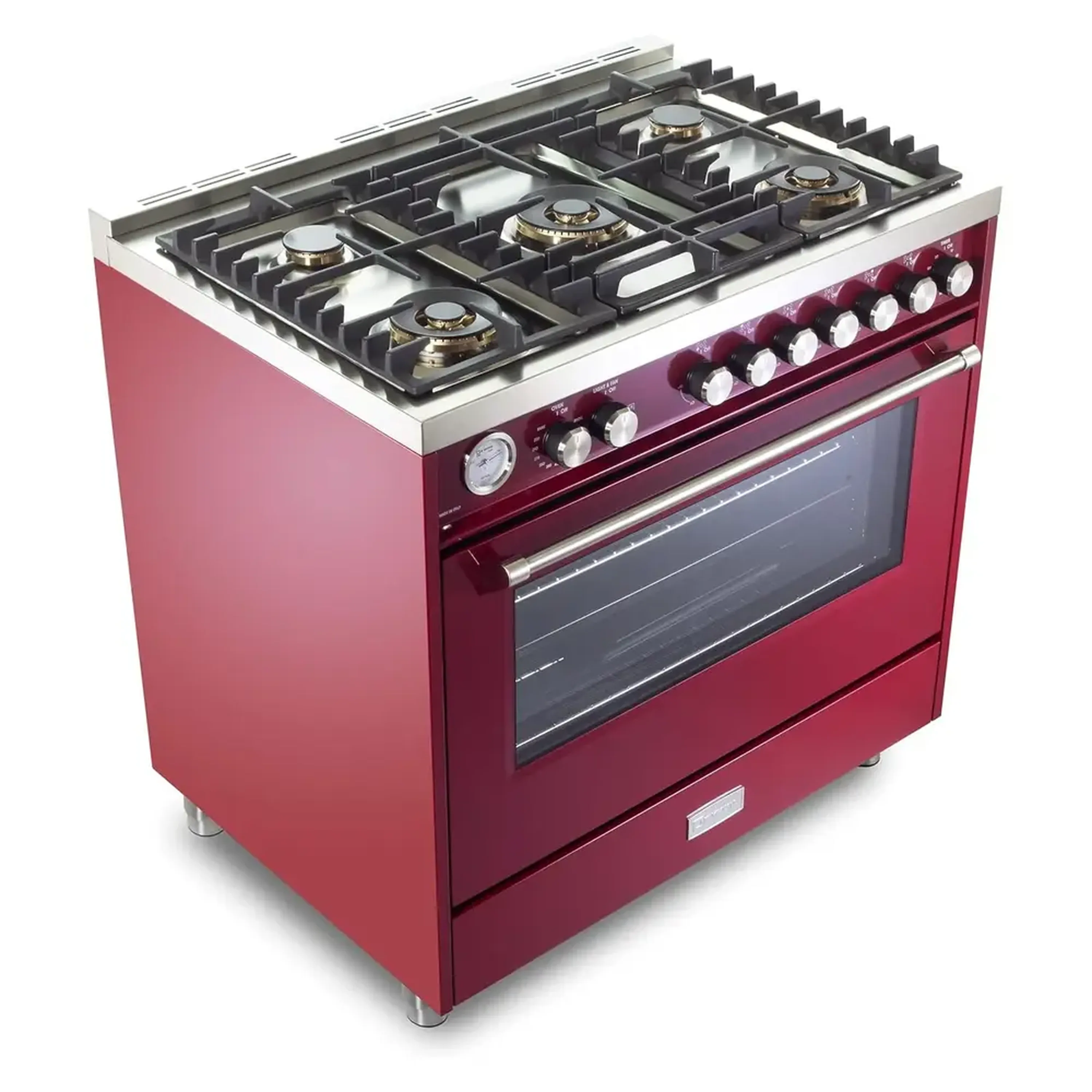 Verona Ultima 36-Inch Gas Range with 5 Sealed Burners in Burgundy (VUFSGG365BU) - Image 4