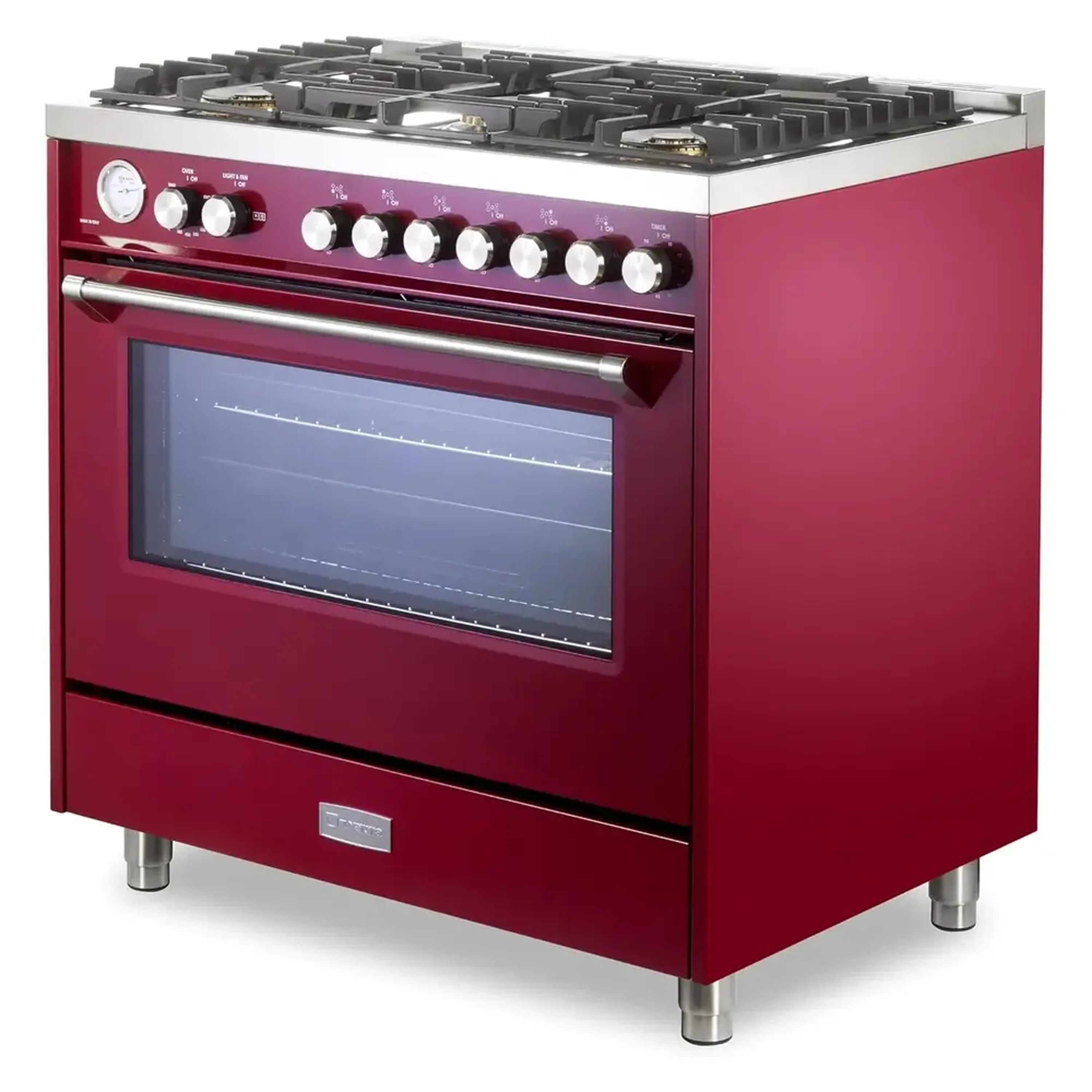 Verona Ultima 36-Inch Gas Range with 5 Sealed Burners in Burgundy (VUFSGG365BU) - Image 5