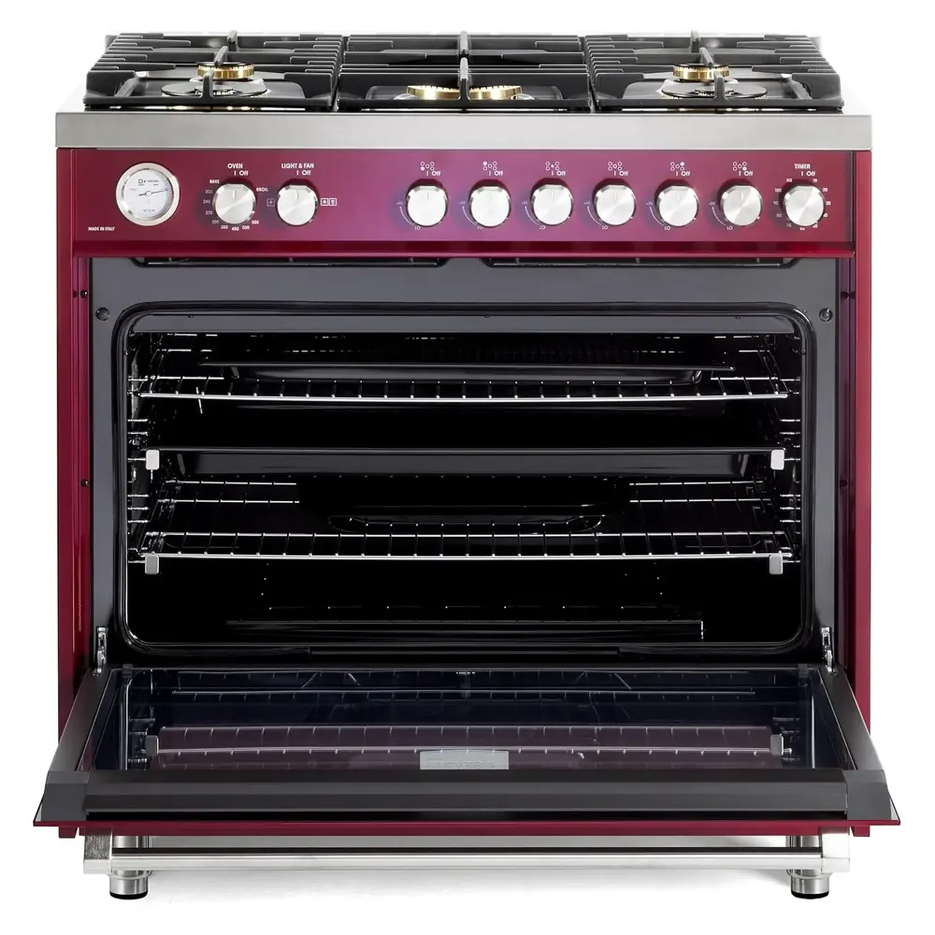 Verona Ultima 36-Inch Gas Range with 5 Sealed Burners in Burgundy (VUFSGG365BU) - Image 6