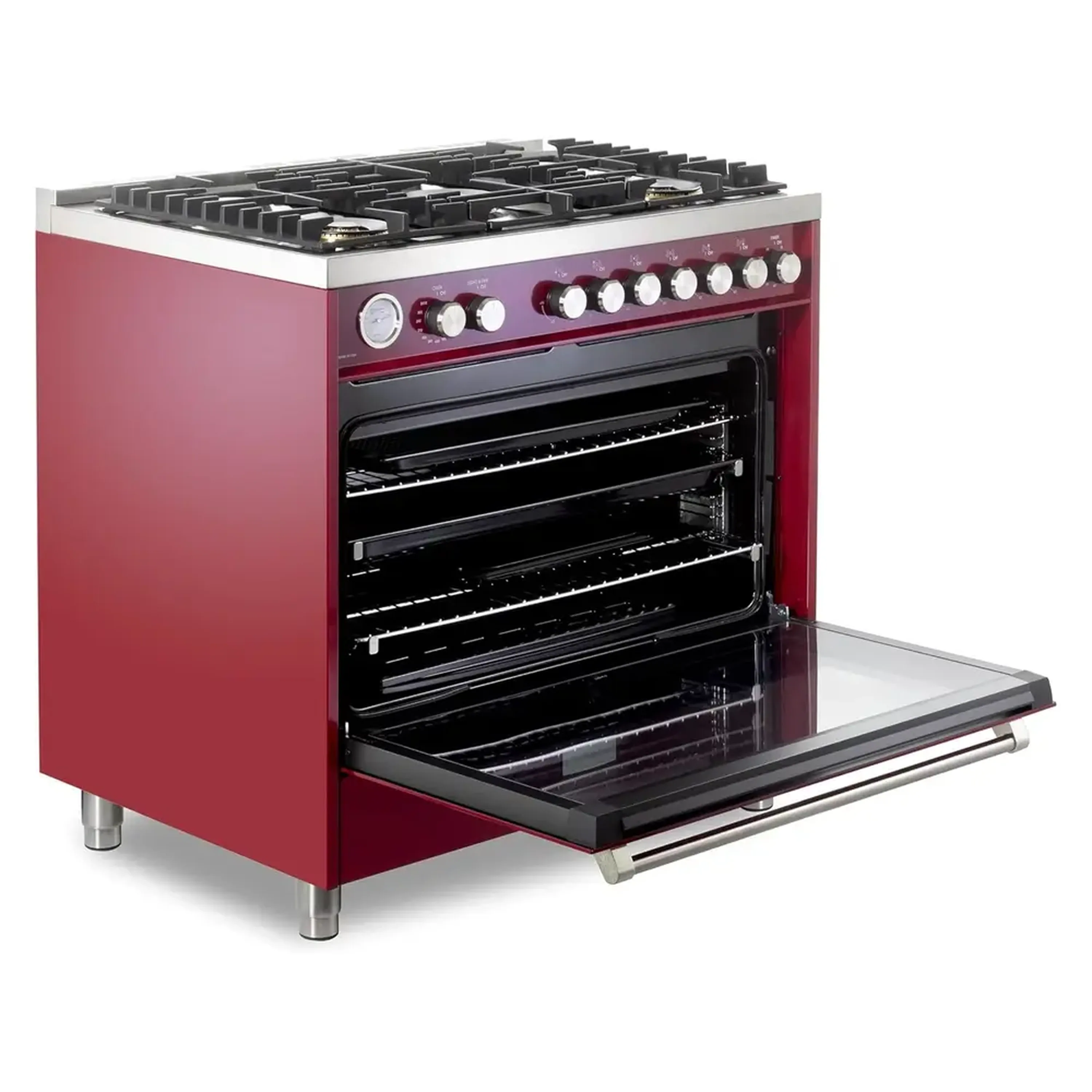 Verona Ultima 36-Inch Gas Range with 5 Sealed Burners in Burgundy (VUFSGG365BU) - Image 7