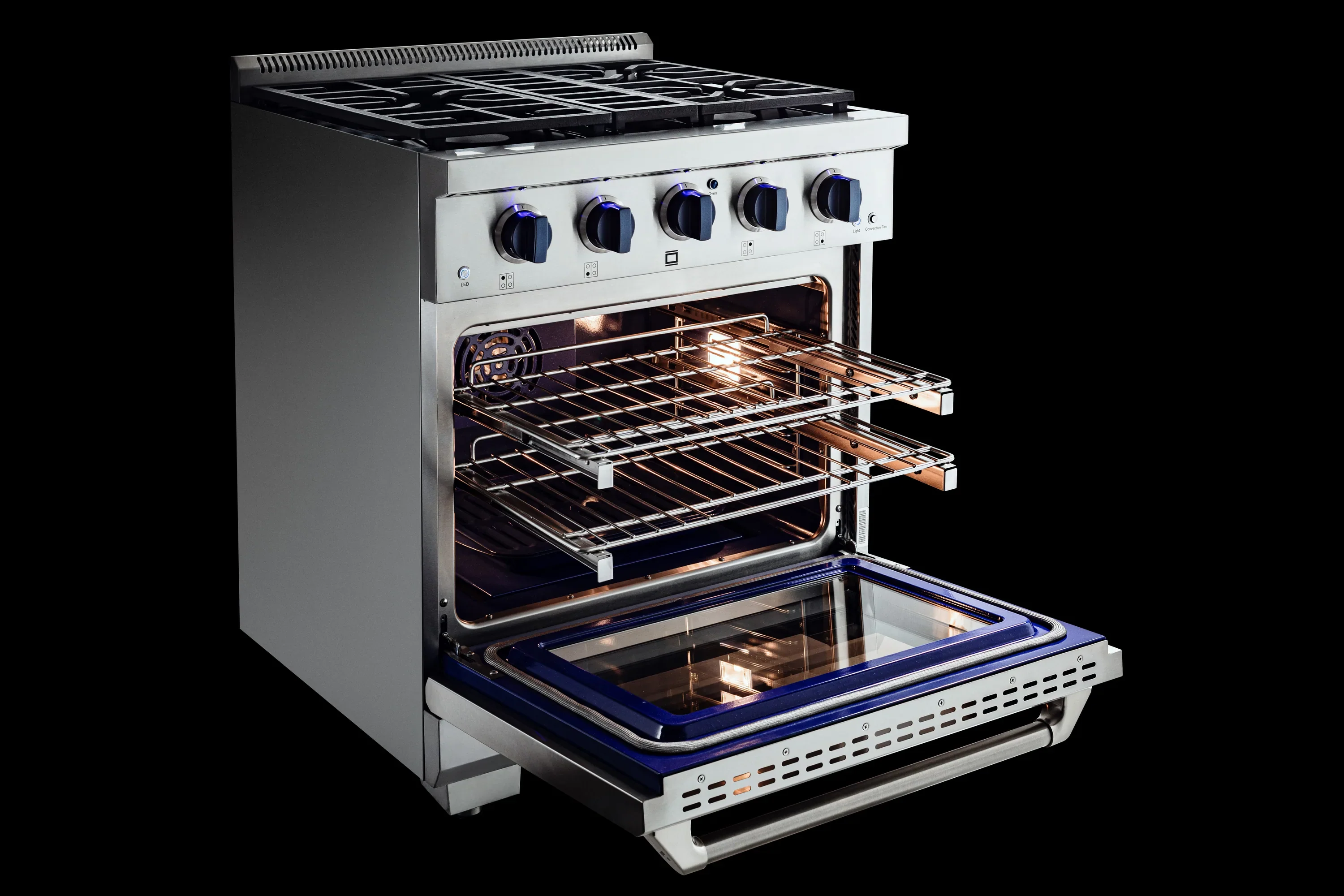 Vezeni 30-Inch Randolph Gas Range in Stainless Steel with Blue Accents (VRN3005-BL) - Image 10