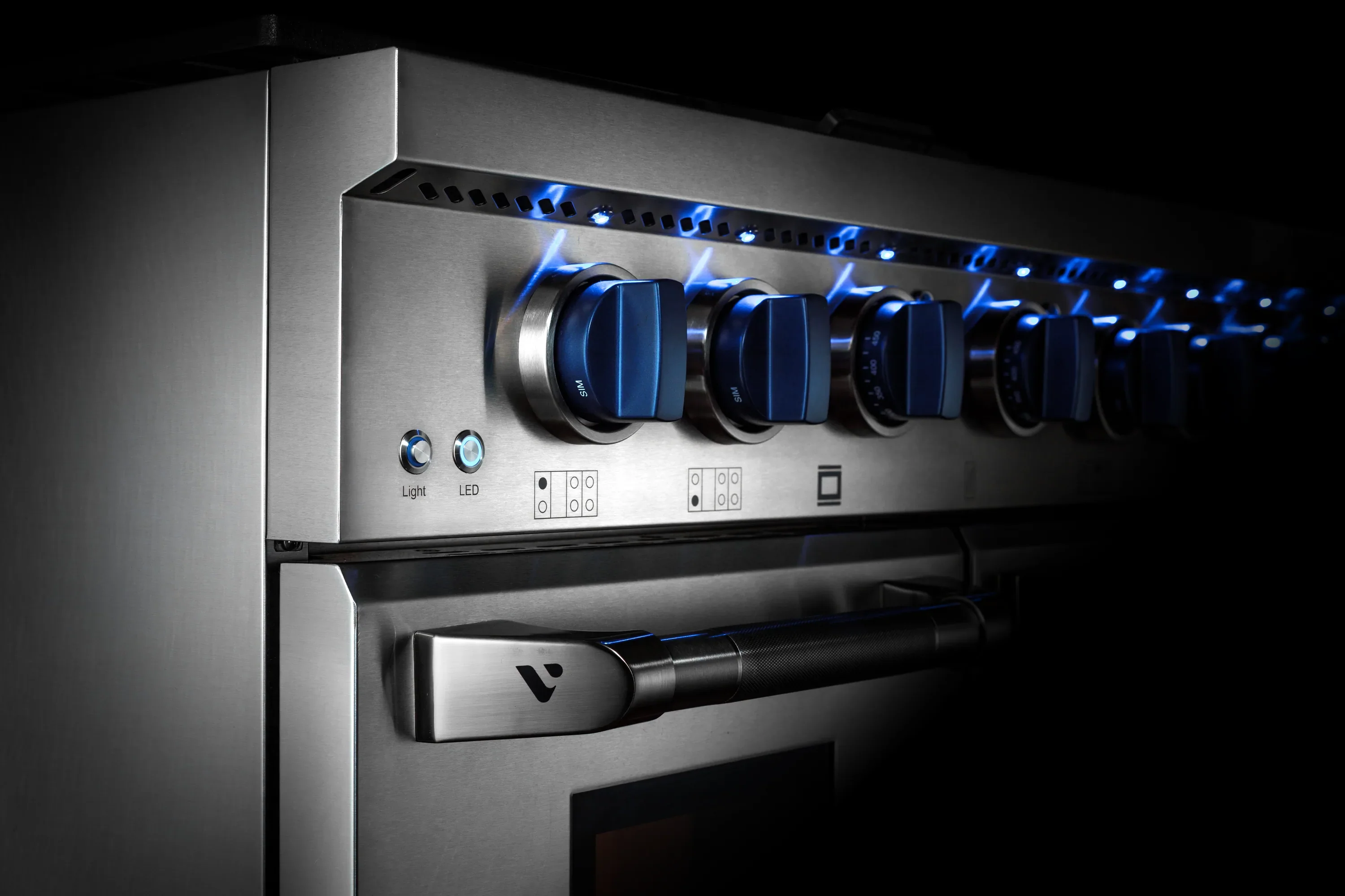 Vezeni 30-Inch Randolph Gas Range in Stainless Steel with Blue Accents (VRN3005-BL) - Image 11
