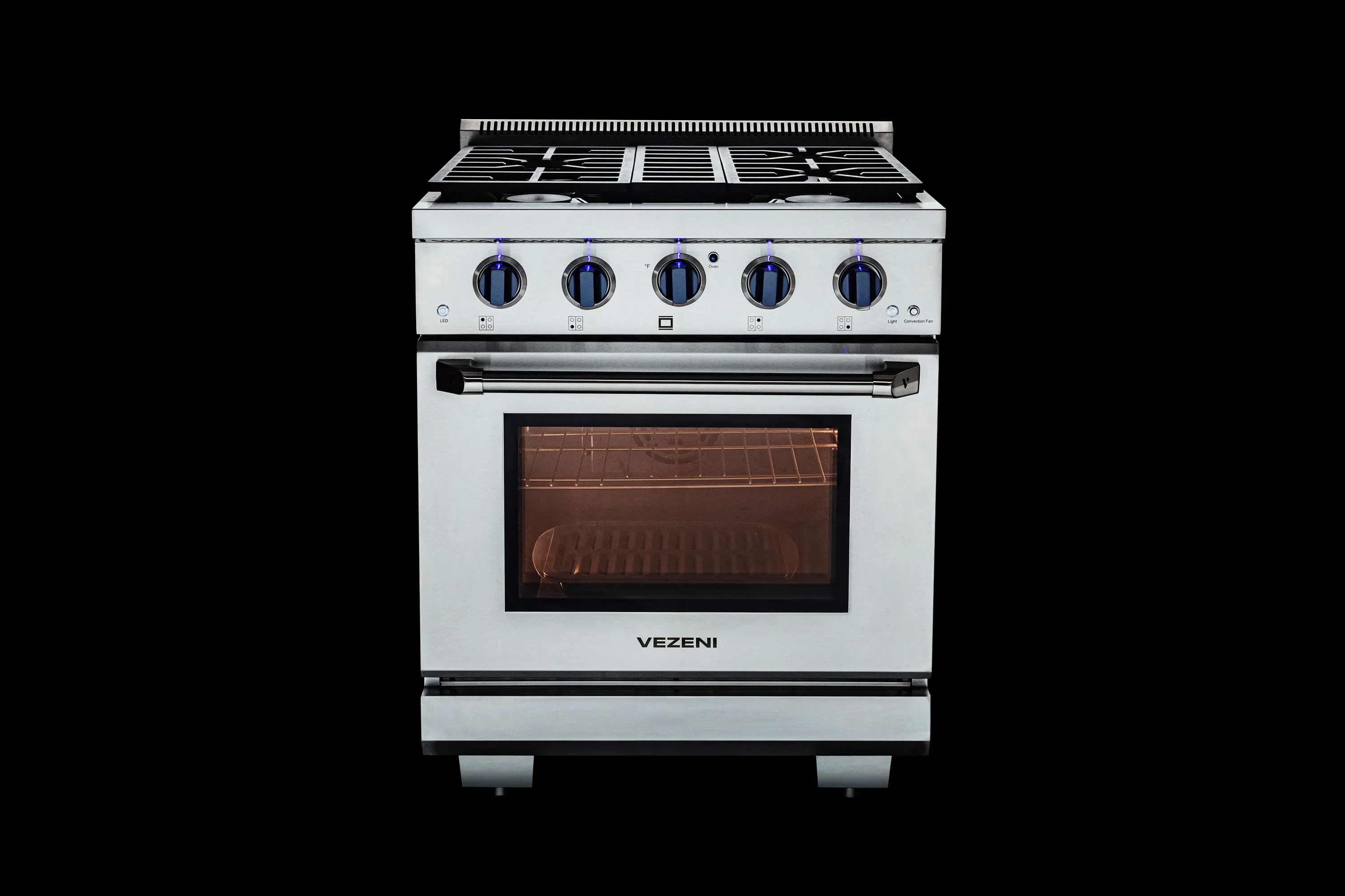 Vezeni 30-Inch Randolph Gas Range in Stainless Steel with Blue Accents (VRN3005-BL) - Image 8