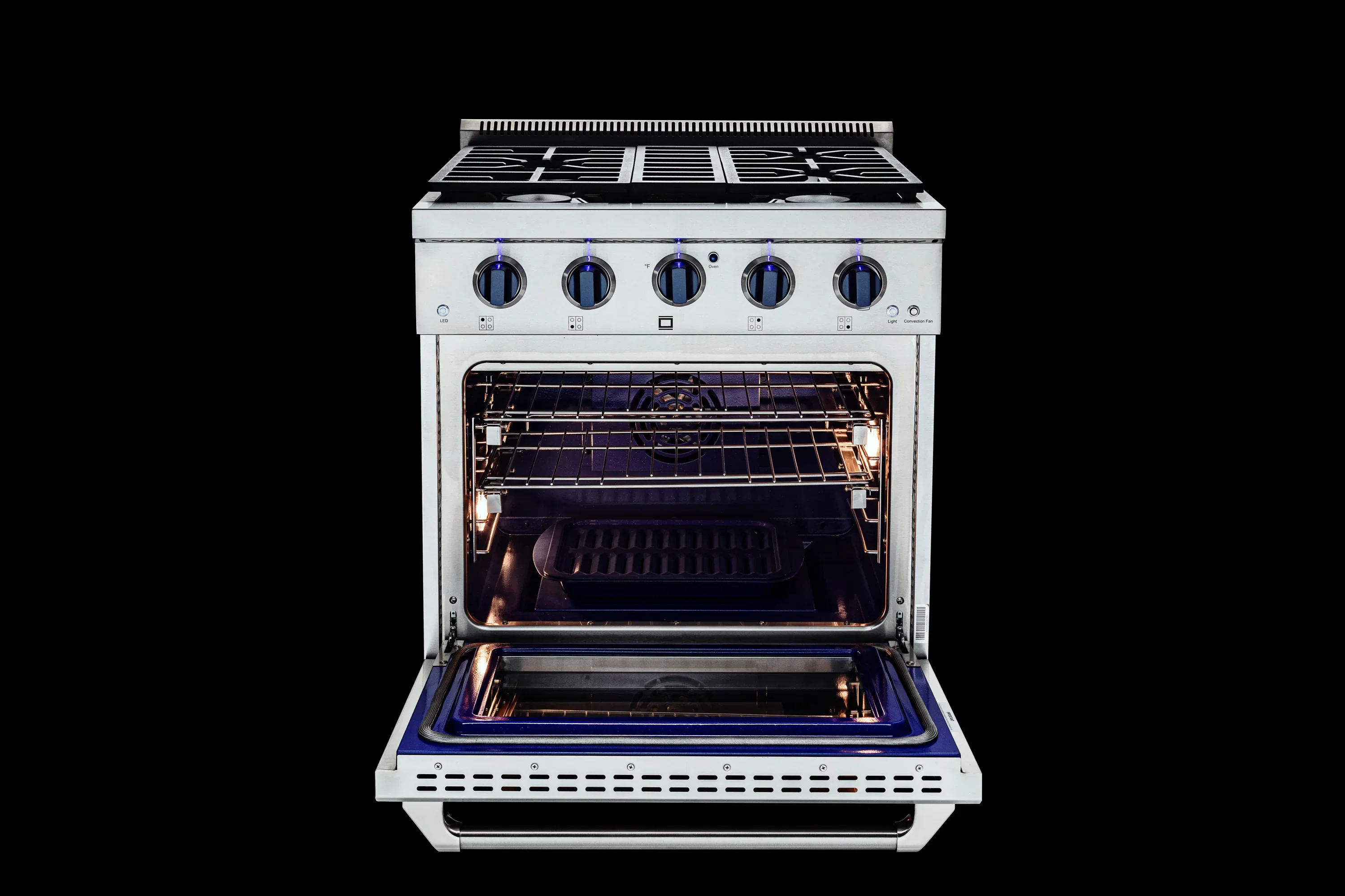 Vezeni 30-Inch Randolph Gas Range in Stainless Steel with Blue Accents (VRN3005-BL) - Image 9
