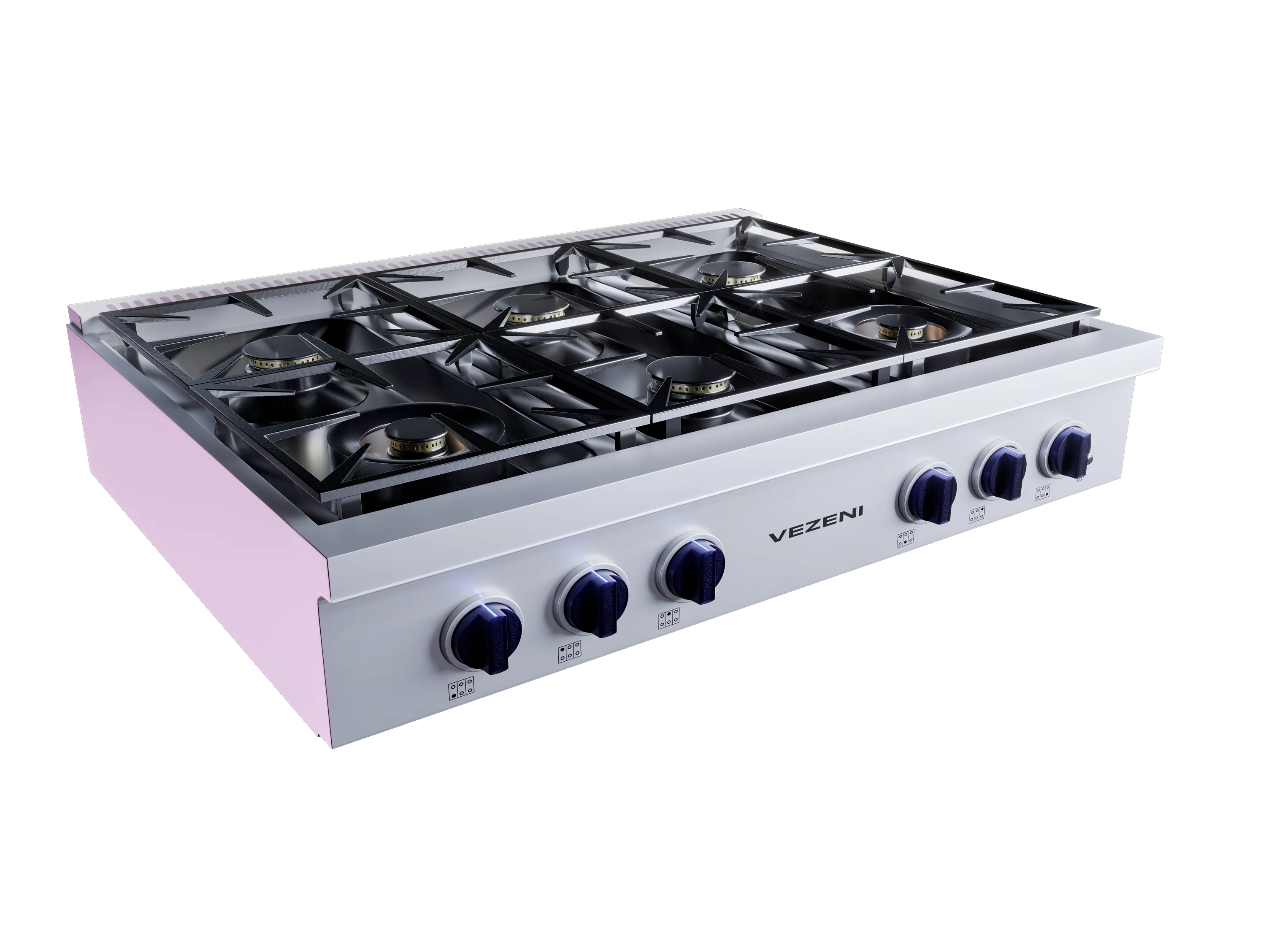 Vezeni 36-Inch Gas Rangetop in Stainless Steel with Blue Accents (VCN3603-BL) - Image 3
