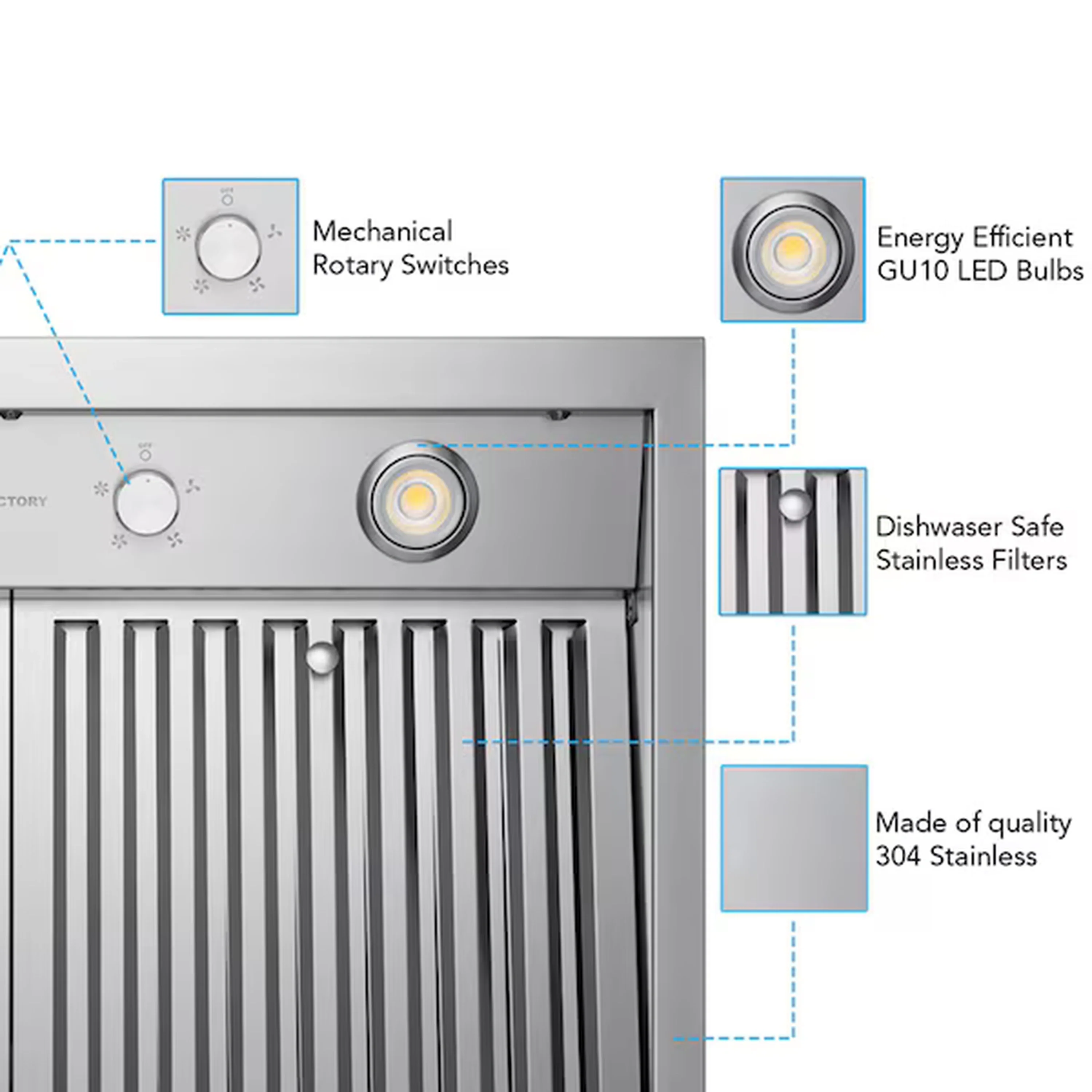 Victory 30-Inch 1200 CFM Under Cabinet Range Hood in Stainless Steel (Hurricane-30) - Image 7
