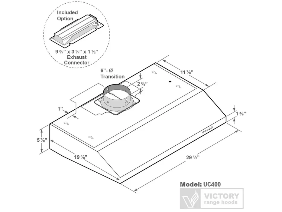 Victory 30-Inch Under Cabinet Range Hood 350 CFM (UC400-30) - Image 4