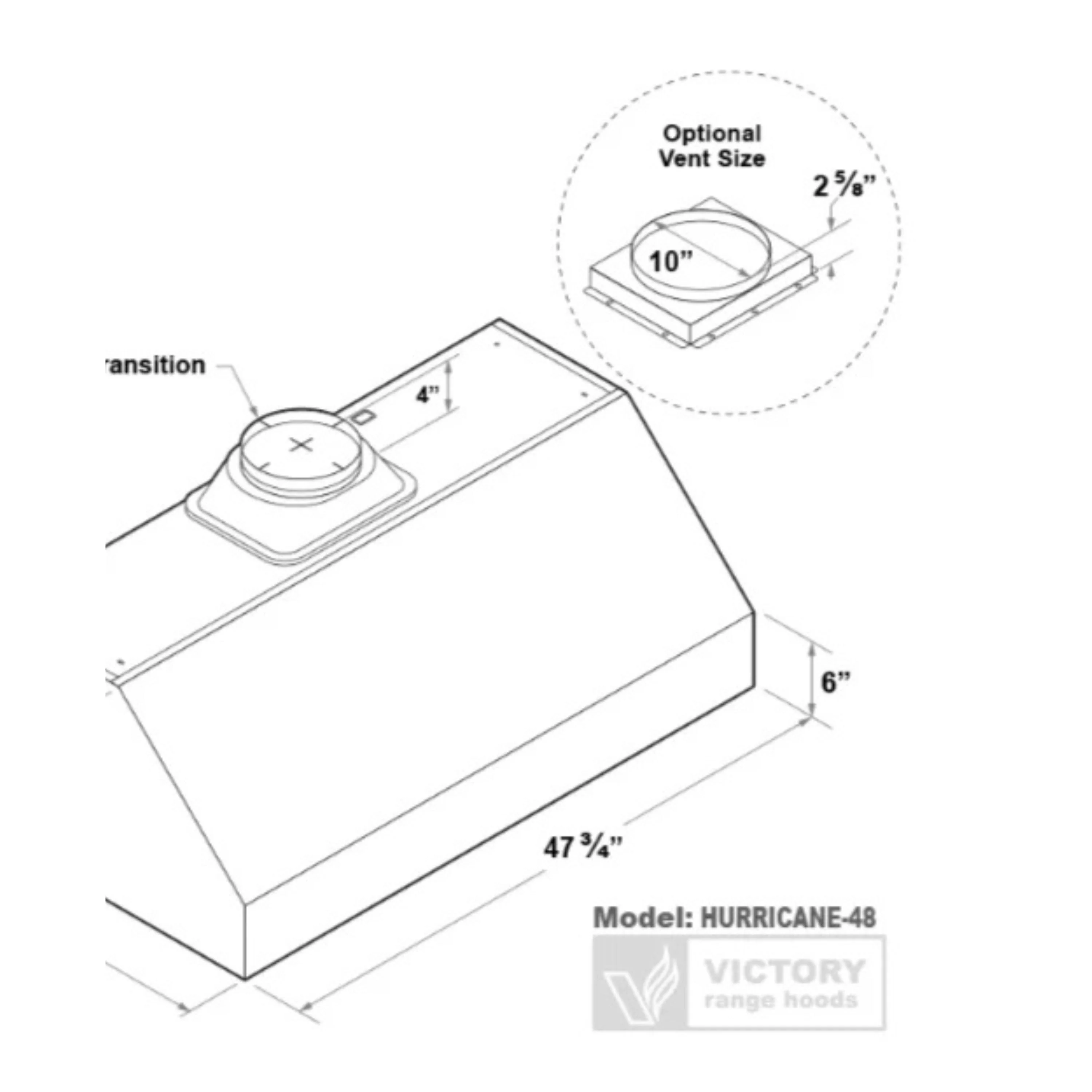 Victory 36-Inch 1200 CFM Under Cabinet Range Hood in Stainless Steel (Hurricane-36) - Image 8