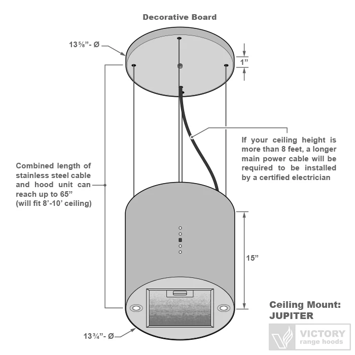 Victory Jupiter Ductless Island Mount Range Hood in Stainless Steel (JUPITER) - Image 9