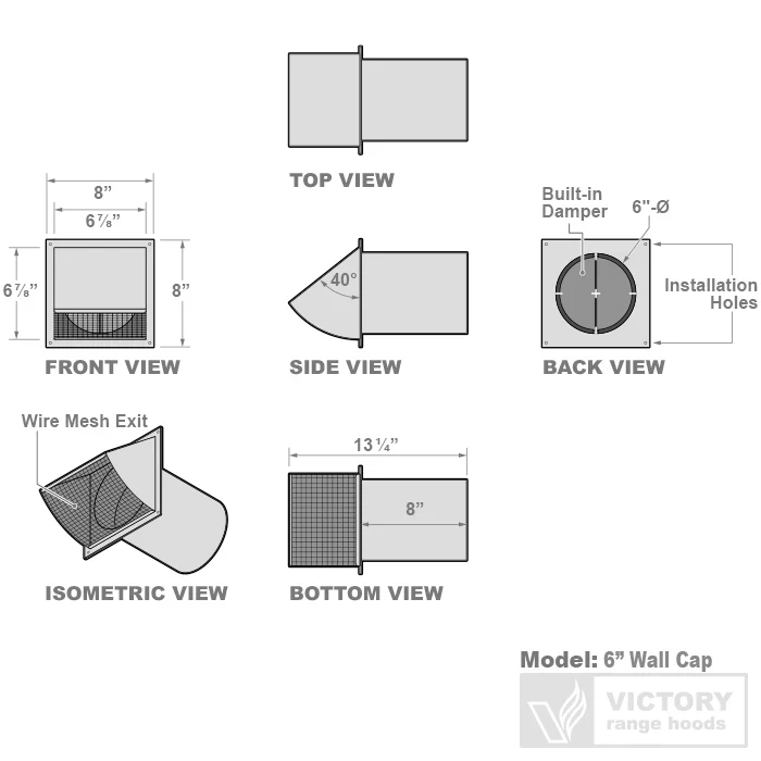 Victory Metal Wall Cap - 6" Duct (6WC) - Image 3