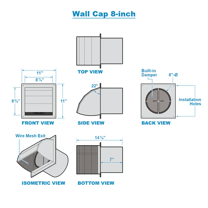 Victory Metal Wall Cap - 8" Duct (8WC) - Image 3