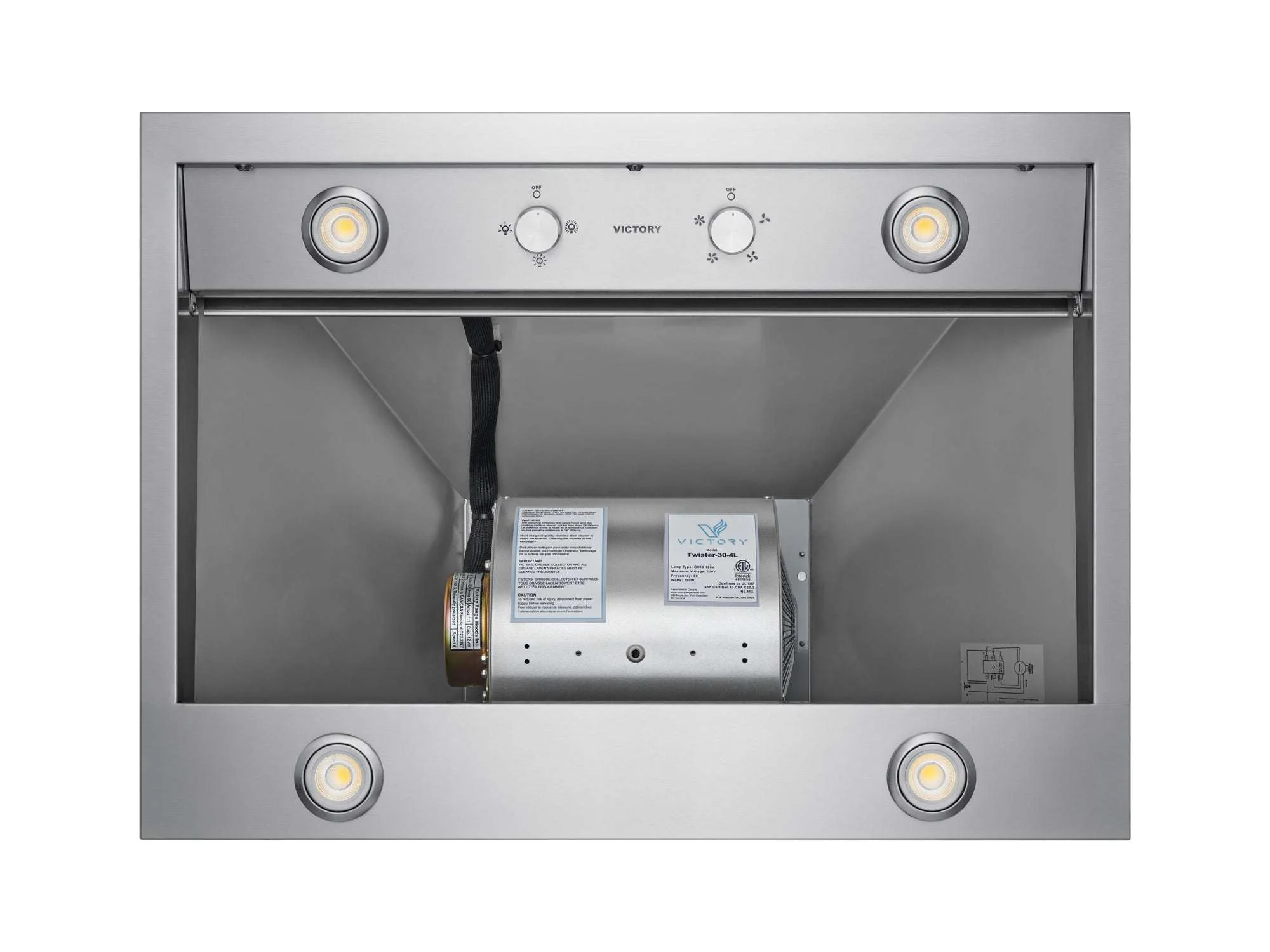 Victory Twister 36-Inch 750 CFM Wall Mount Range Hood in Stainless Steel (Twister-36) - Image 8
