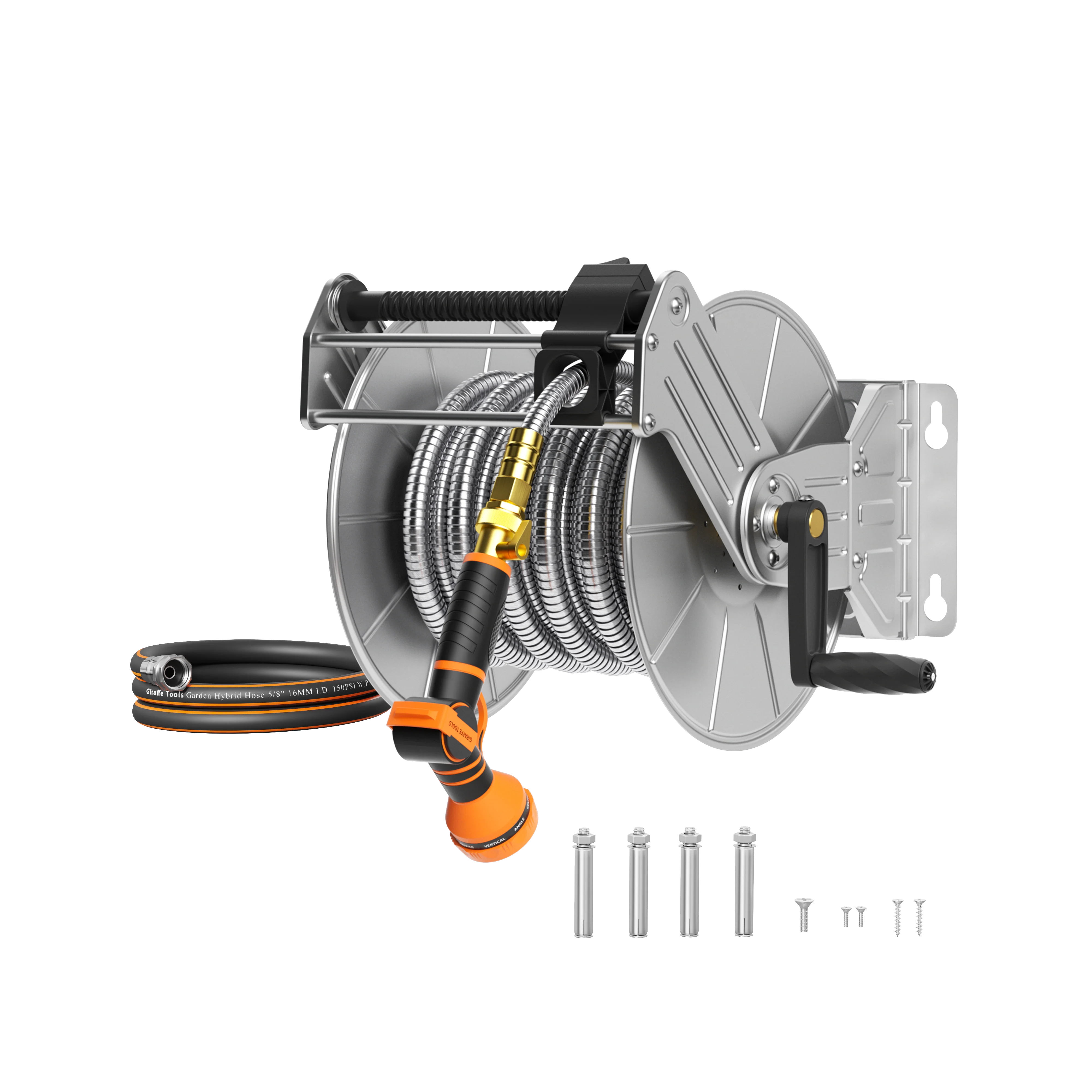 Giraffe Tools Wall Mounted Heavy Duty Hose Reel in Stainless Steel - Image 10
