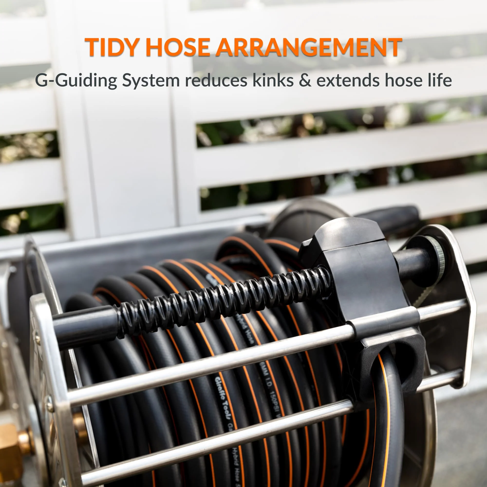 Giraffe Tools Wall Mounted Heavy Duty Hose Reel in Stainless Steel - Image 6