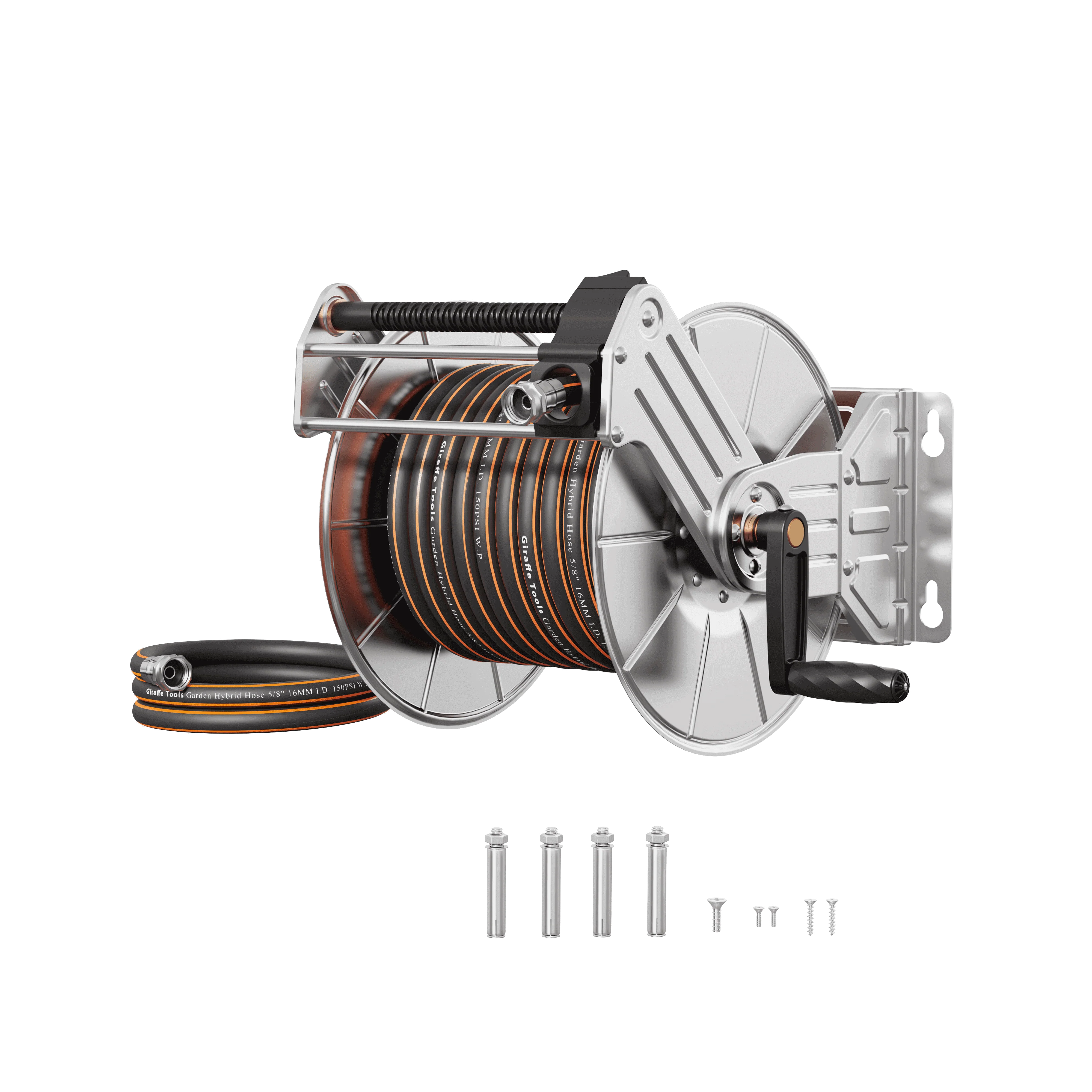 Giraffe Tools Wall Mounted Heavy Duty Hose Reel in Stainless Steel - Image 9