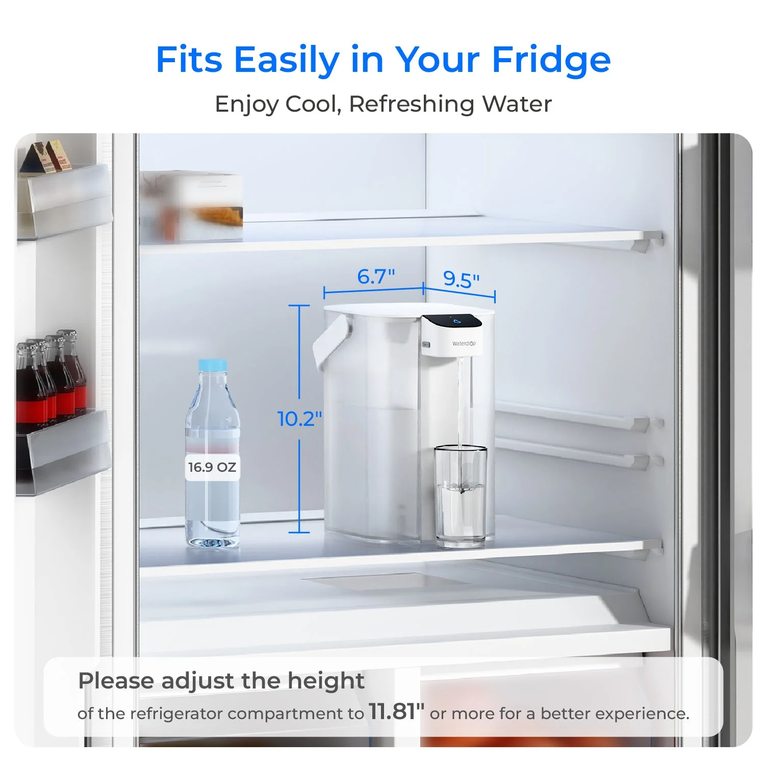 Waterdrop Electric Water Filter Pitcher, Reduce 99.6% of Lead and 45+ Impurities, 200-Gallon Rechargeable Water Dispenser, Instant 15-Cup Countertop System, NSF/ANSI 401&53&42&372, NOT Reduce TDS - Image 3