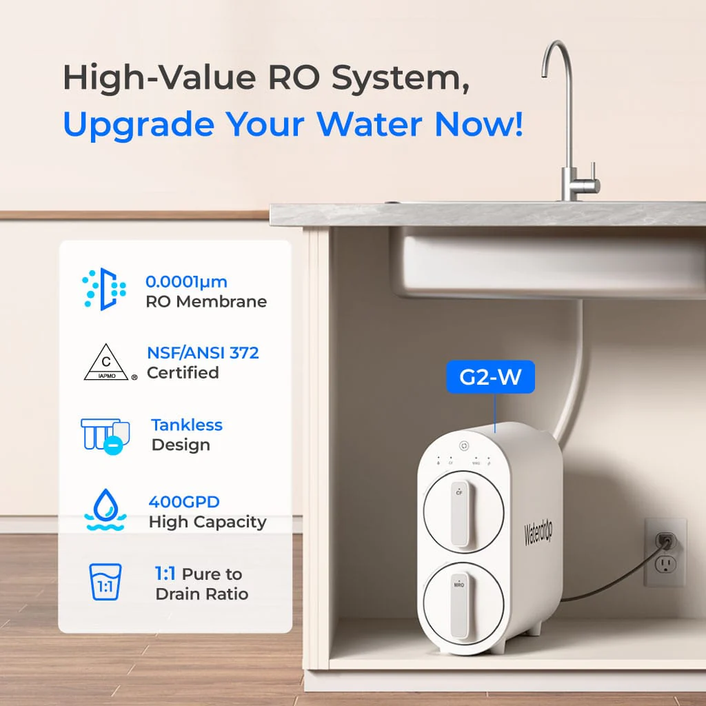 Waterdrop Reverse Osmosis System with WD-G2CF Filter, 7 Stage Tankless RO Water Filter System, Under Sink Water Filtration System (WD-G2-W) - Image 2