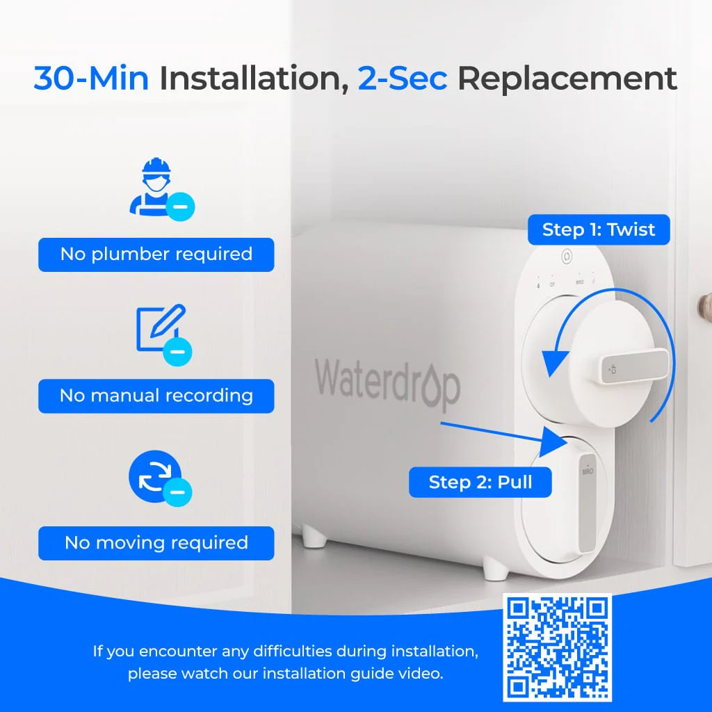 Waterdrop Reverse Osmosis System with WD-G2CF Filter, 7 Stage Tankless RO Water Filter System, Under Sink Water Filtration System (WD-G2-W) - Image 8