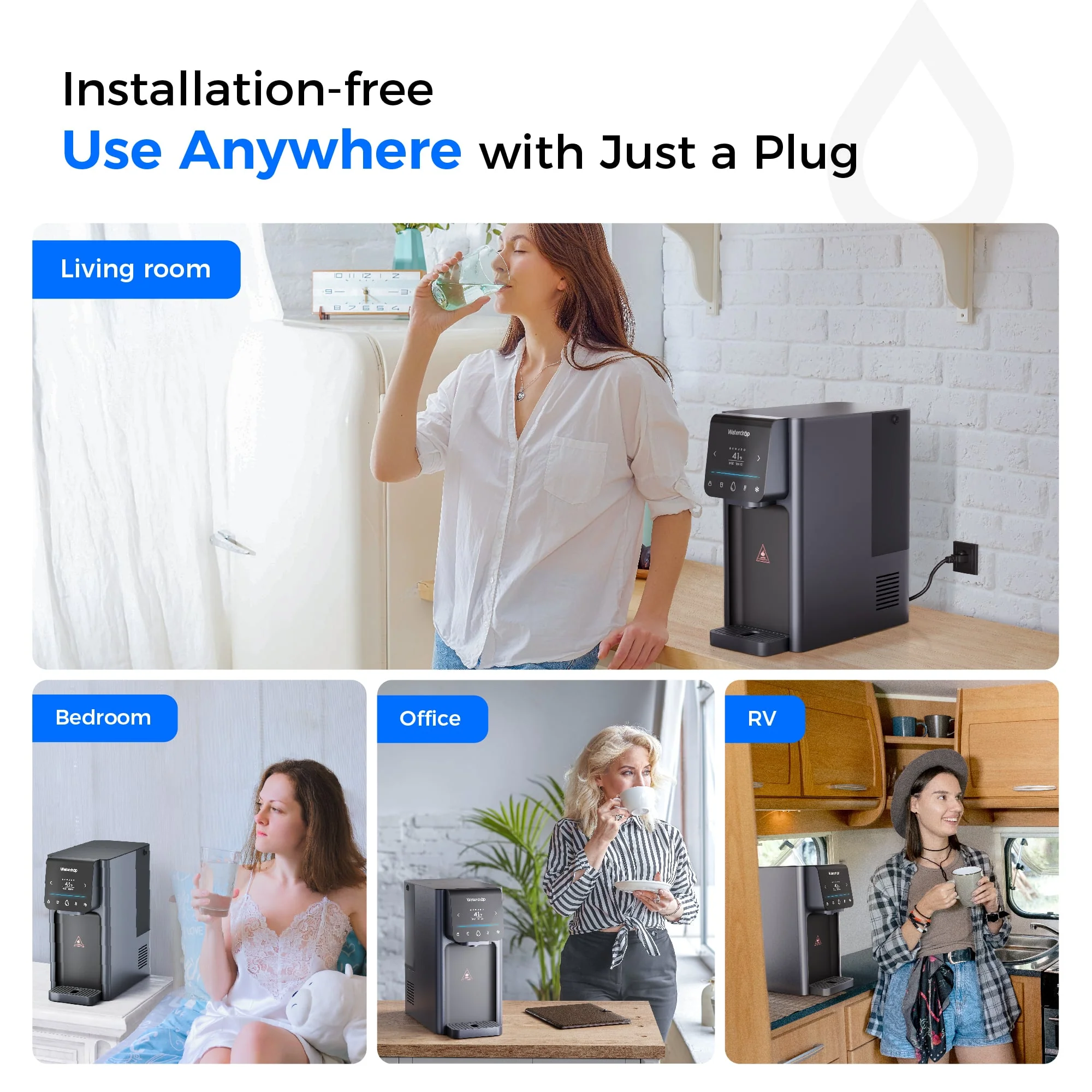 Waterdrop Countertop Reverse Osmosis System, NSF/ANSI 58 & 372 Certified, 7 Stage Filtration, Hot Cold Water Dispenser, RO System with 6 Temperature & 5 Volume Options, BPA Free (WD-A1) - Image 8