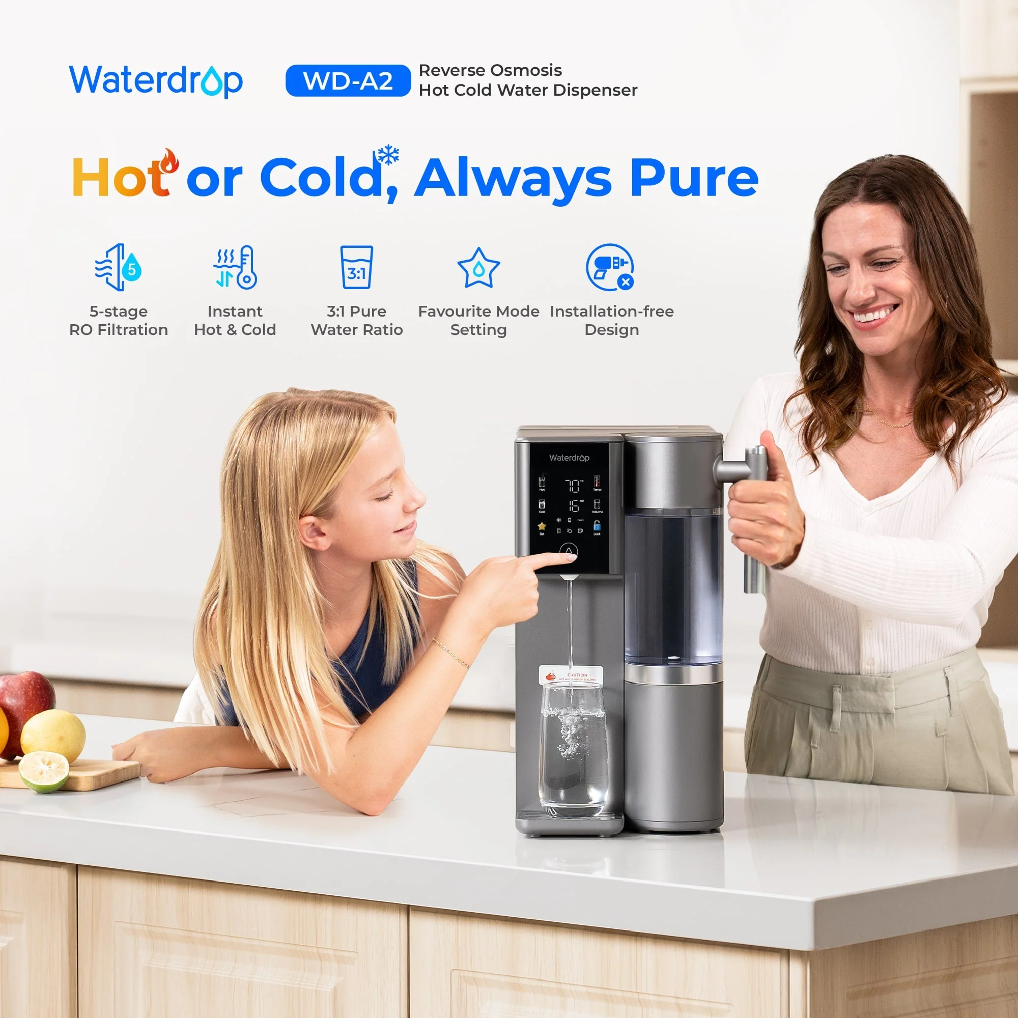 Waterdrop Countertop Reverse Osmosis System, Hot and Cold RO Reverse Osmosis System (WD-A2) - Image 2