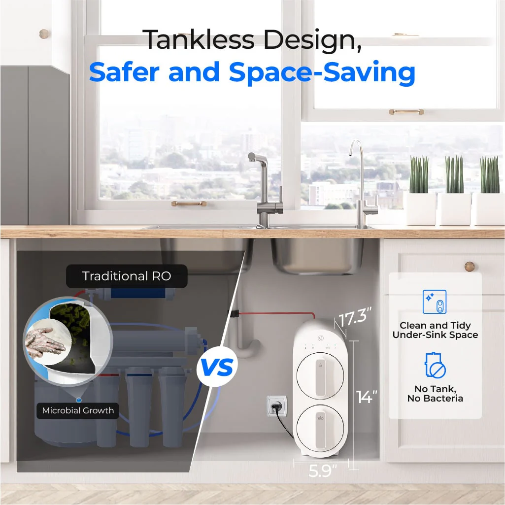 Waterdrop Reverse Osmosis System, 600 GPD Tankless RO Water Filter System, Under Sink RO System, 7 Stage Filtration, 2:1 Pure to Drain, Reduce TDS, FCC Listed, USA Tech (WD-G2P600-W) - Image 4