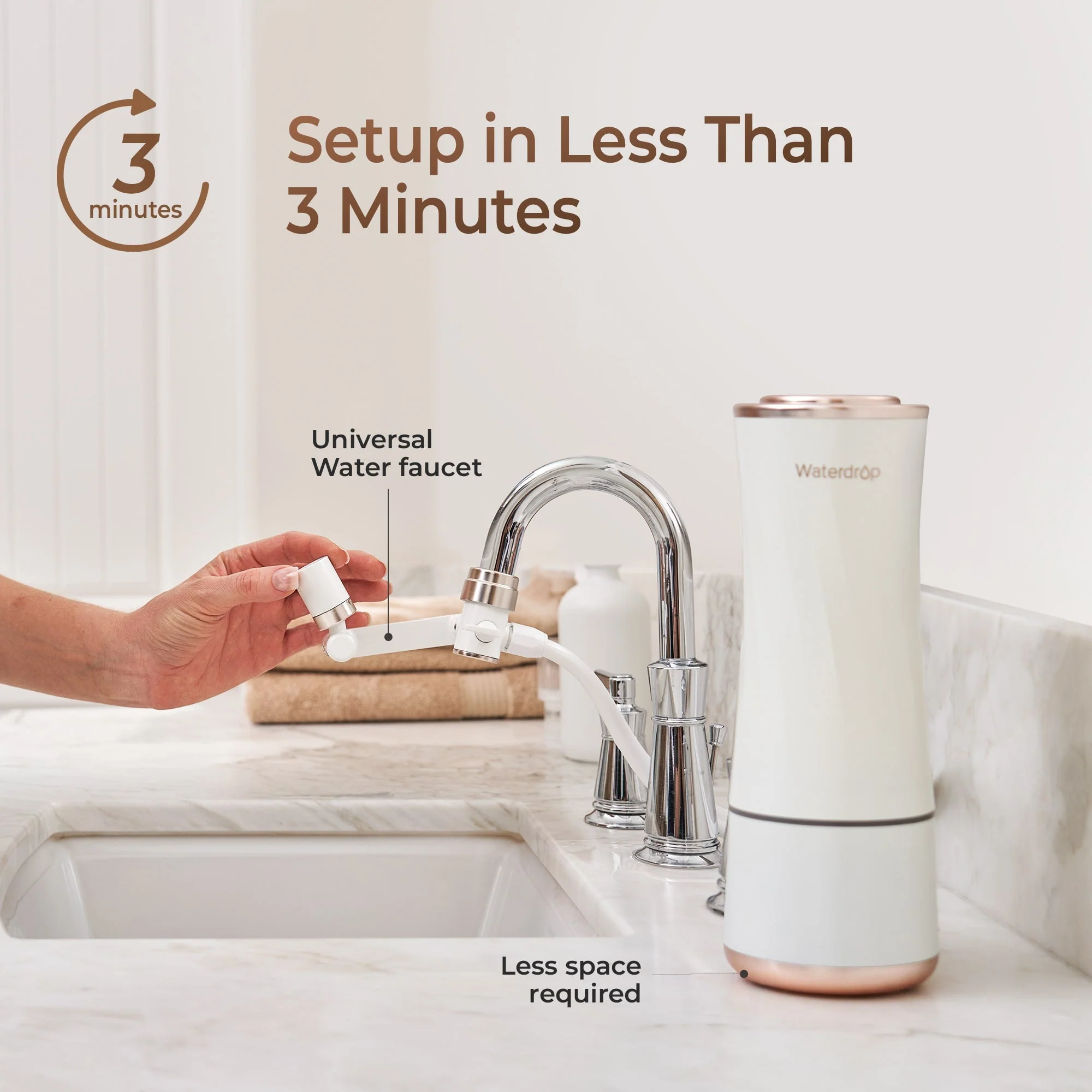 Waterdrop Skincare Filter, Bathroom Sink Filter Water Faucet for Skin, Countertop Water Filter, SGS Certified, Reduce 99% Chlorine, Nanoscale Deep Clean, Hydrate Deeply (WD-BFC1-CF20) - Image 5