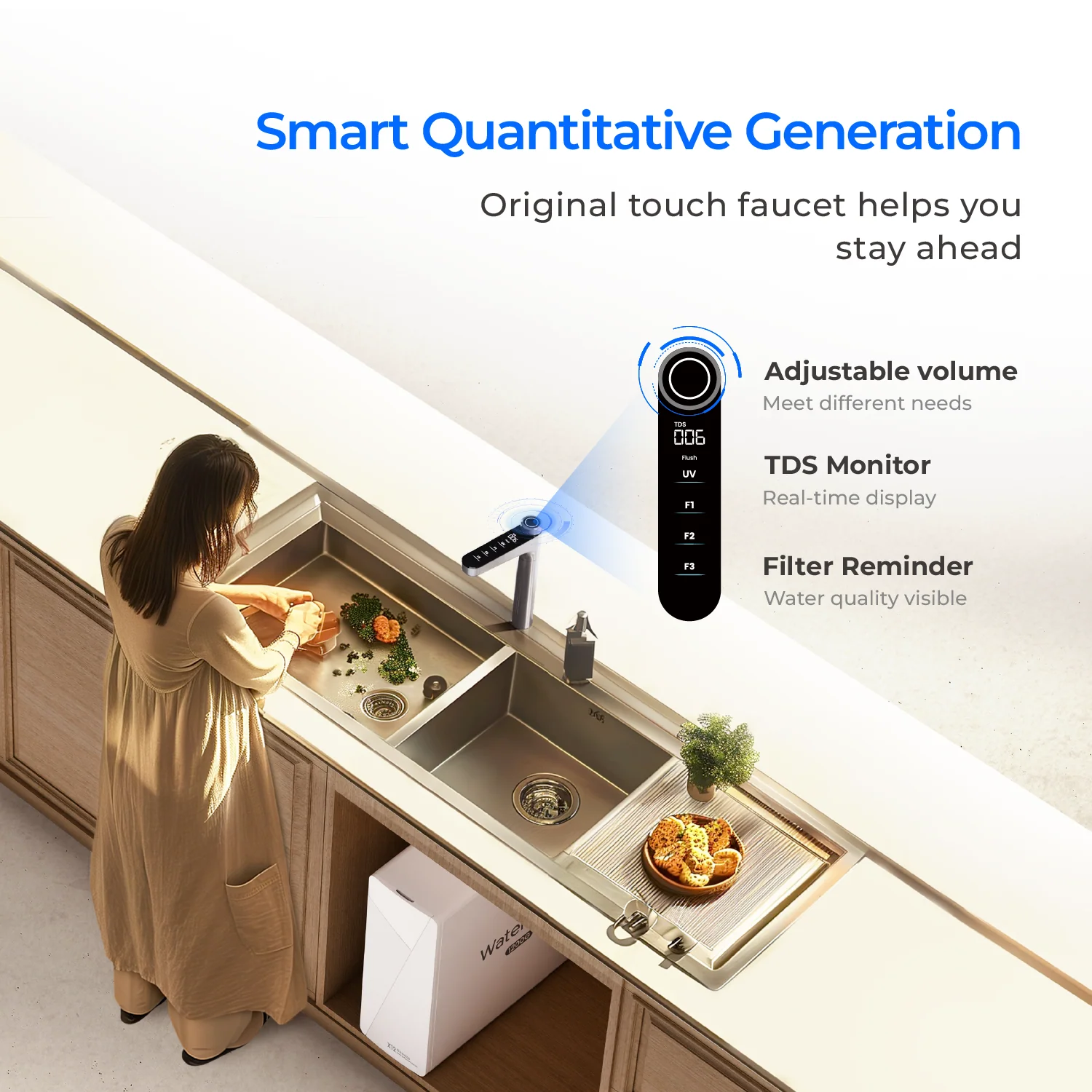 Waterdrop X12-WCS RO Water Filter, NSF/ANSI 42&58&372 Certified, 1200 GPD Undersink Reverse Osmosis System, 10-Stage Filtration, 3:1 Pure to Drain, Smart Faucet, BPA Fre - Image 7