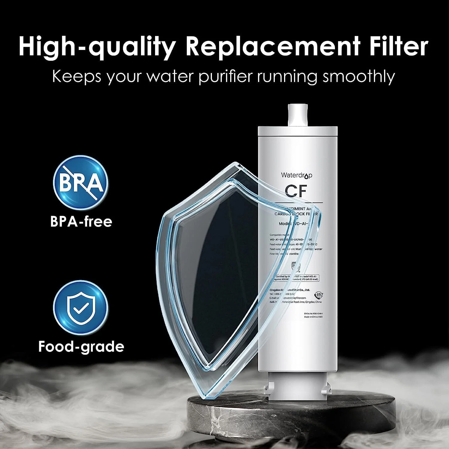 Waterdrop Filter, Replacement for WD-A1 Countertop Reverse Osmosis Hot and Cold Water Dispenser, 6-month Lifetime (WD-A1-CF) - Image 8