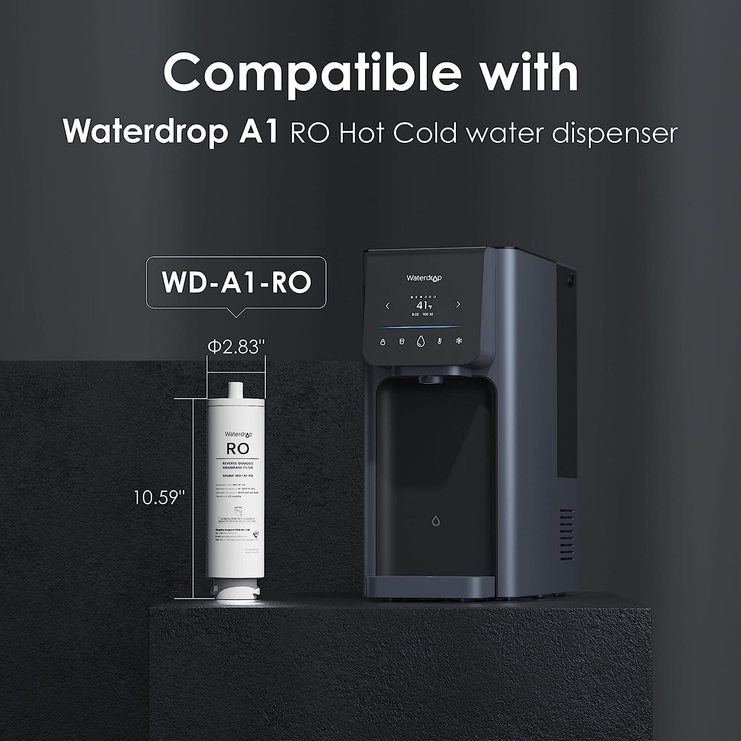Waterdrop Filter, Replacement for WD-A1 Reverse Osmosis Hot Cold water Dispenser, 12-month Lifetime (WD-A1-RO) - Image 2